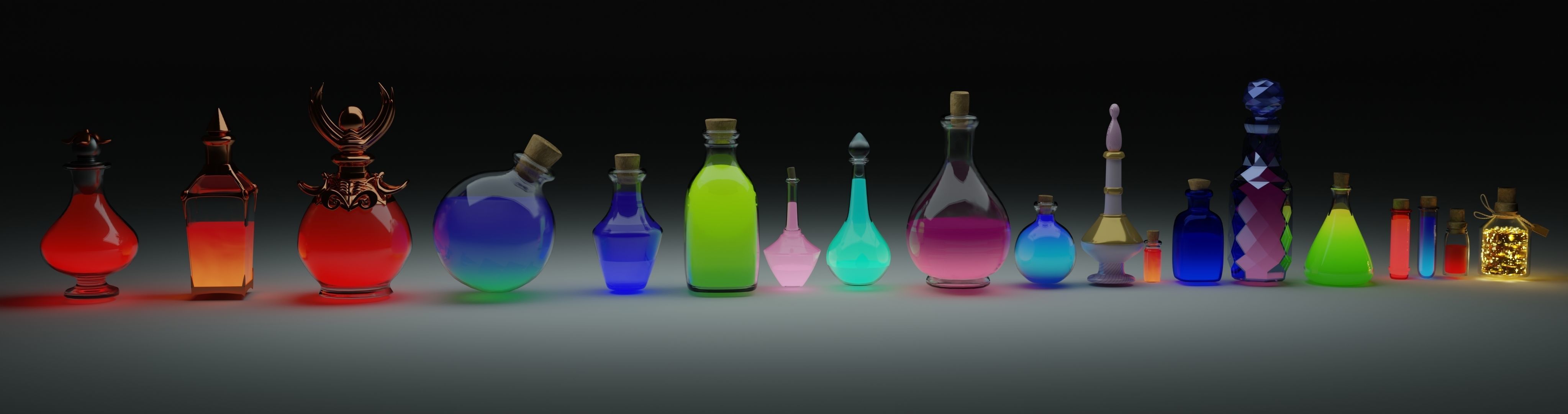 Potion Bottle Pack Low-poly 3D model_2