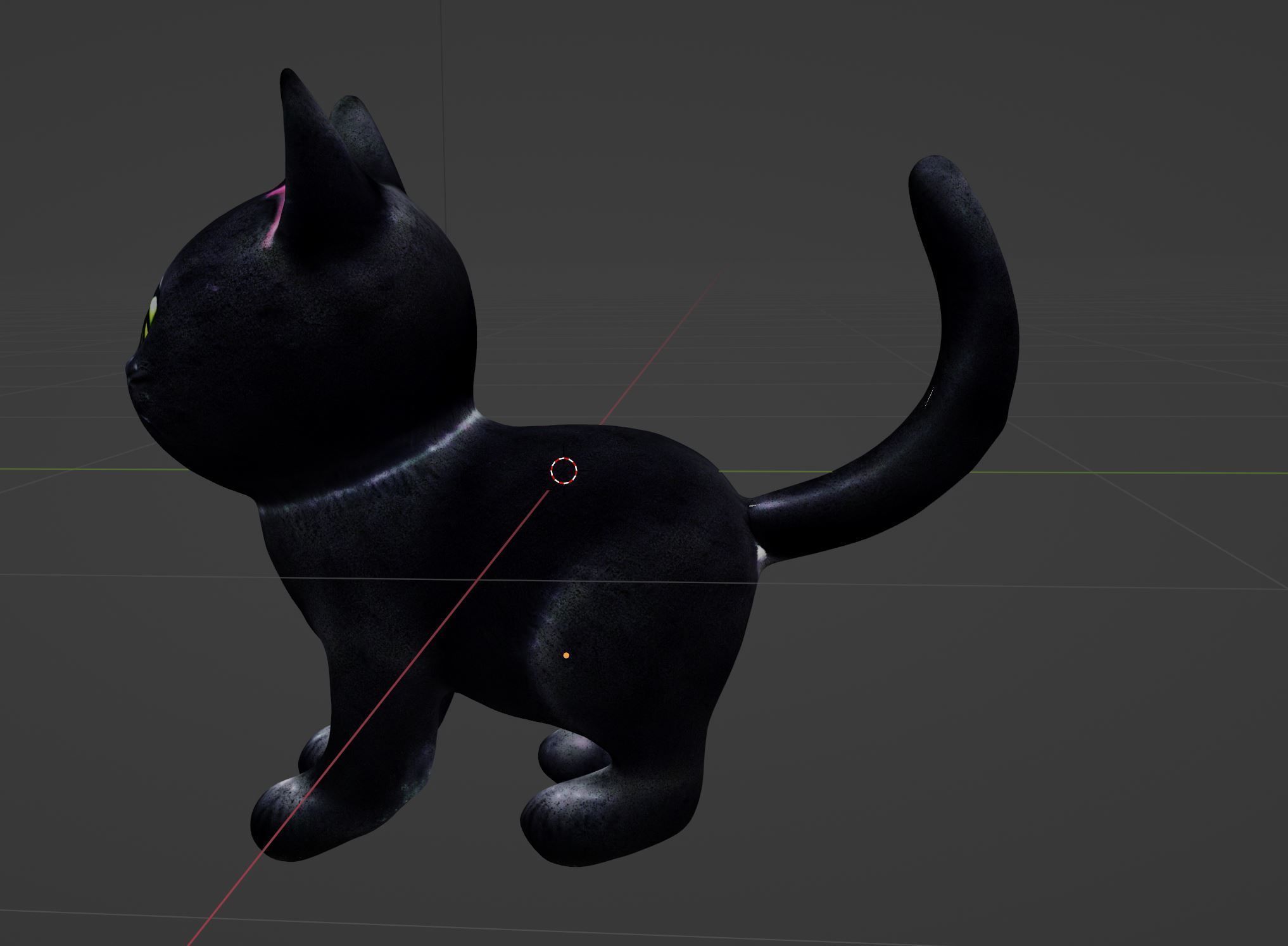 cute black kittty  3D model_2