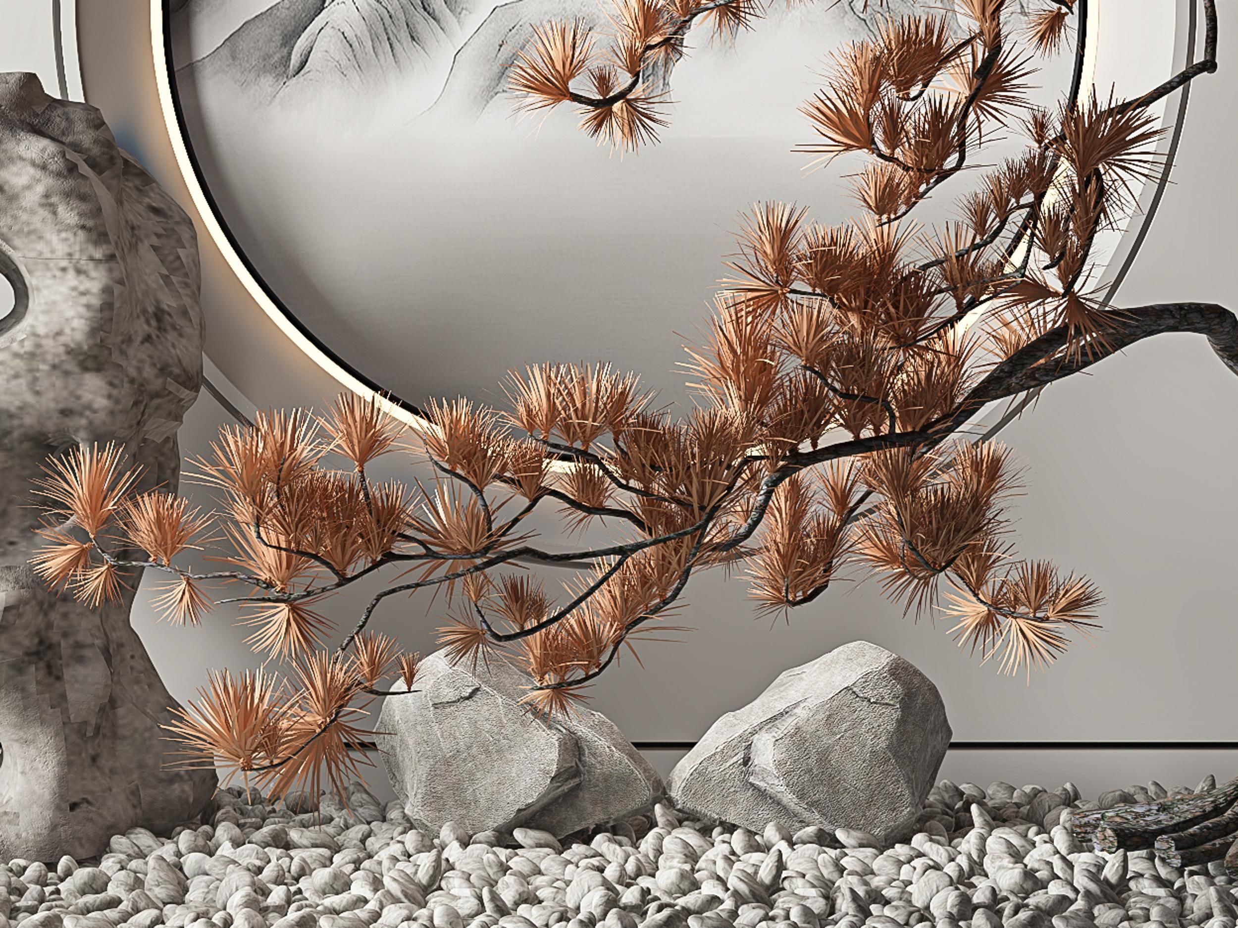 New Chinese Stone Landscape Pine Texture_5