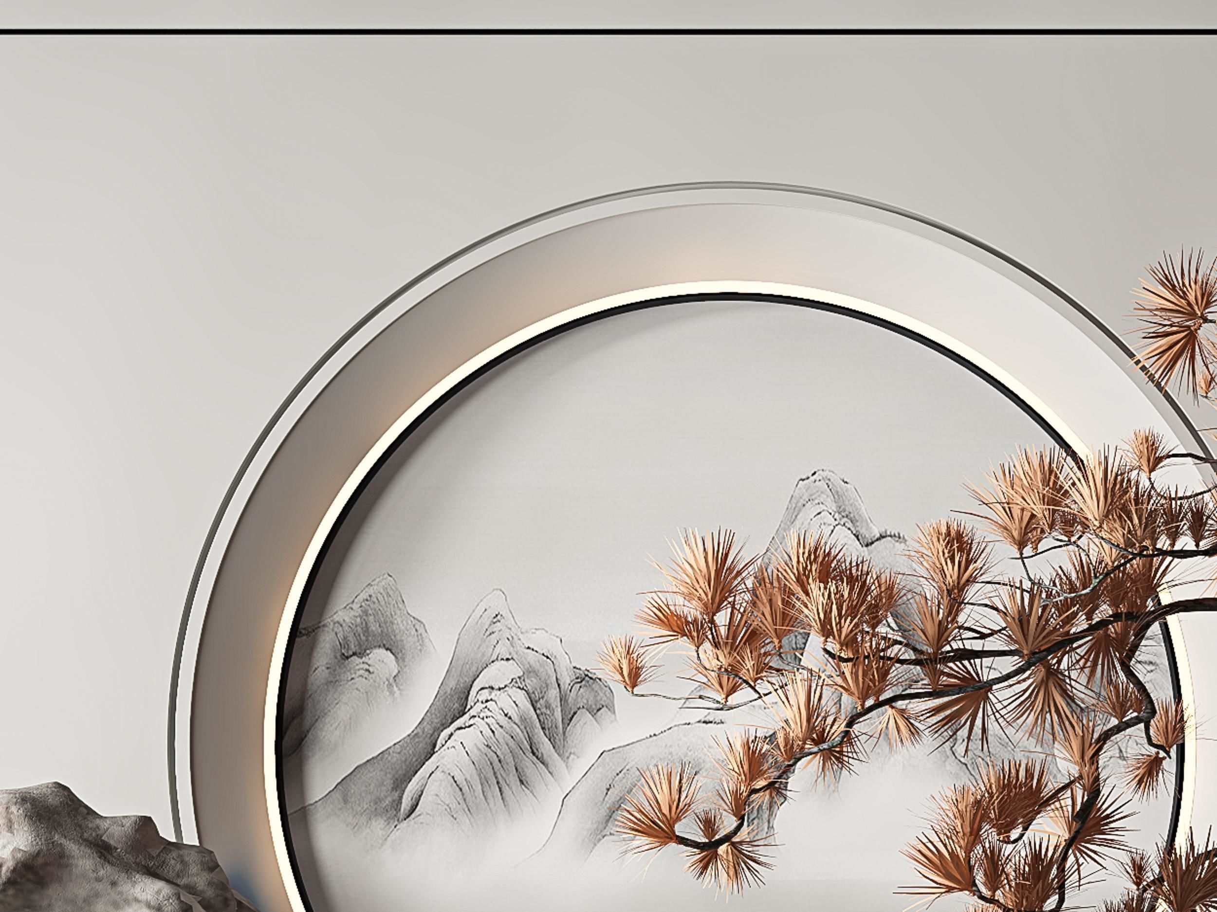 New Chinese Stone Landscape Pine Texture_2