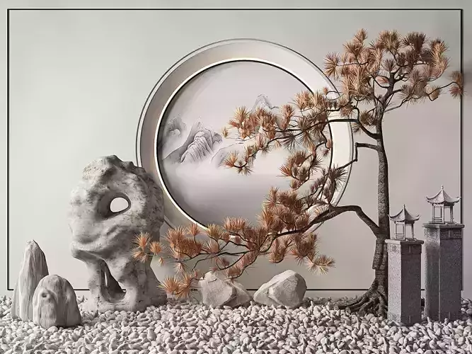 New Chinese Stone Landscape Pine