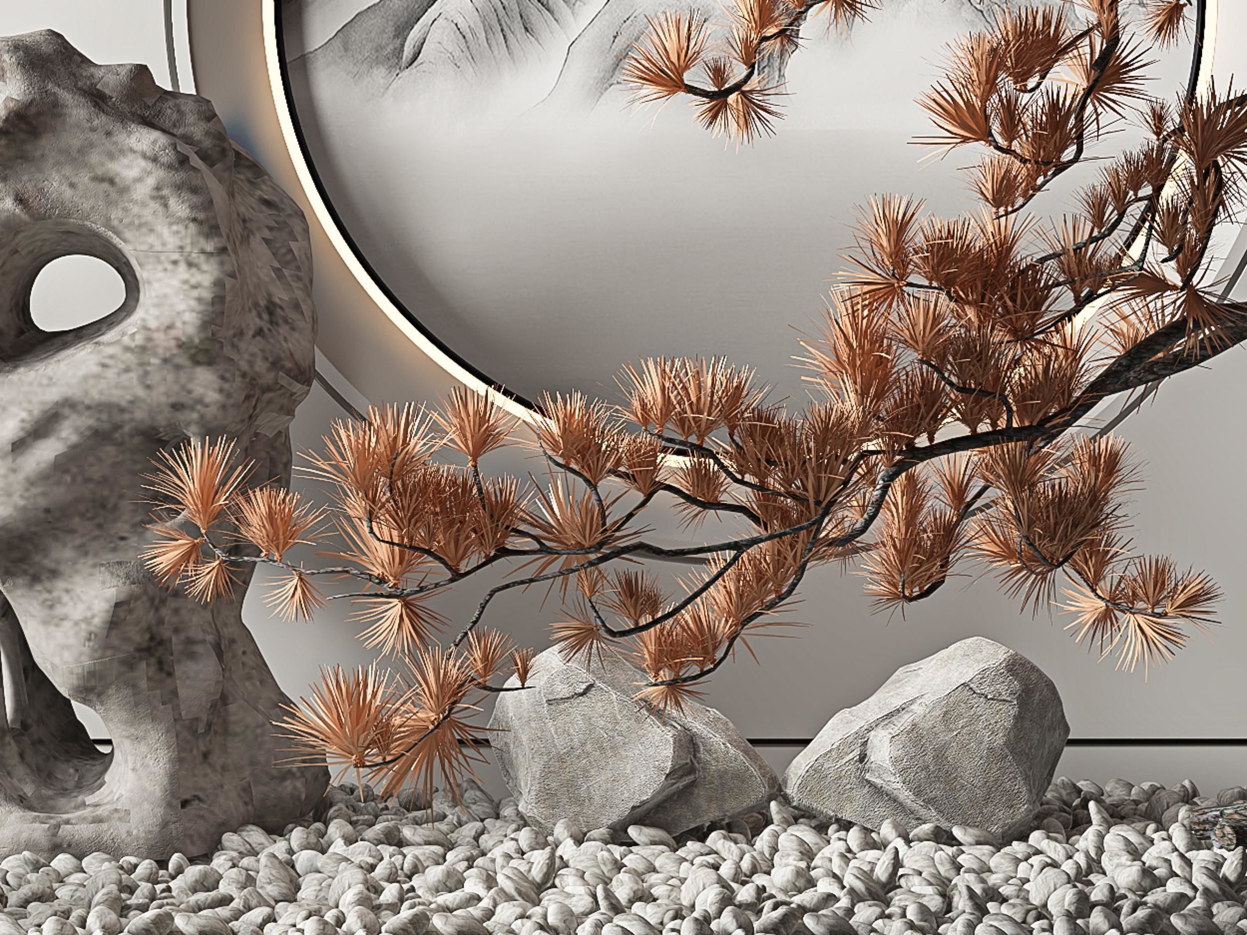 New Chinese Stone Landscape Pine Texture_4