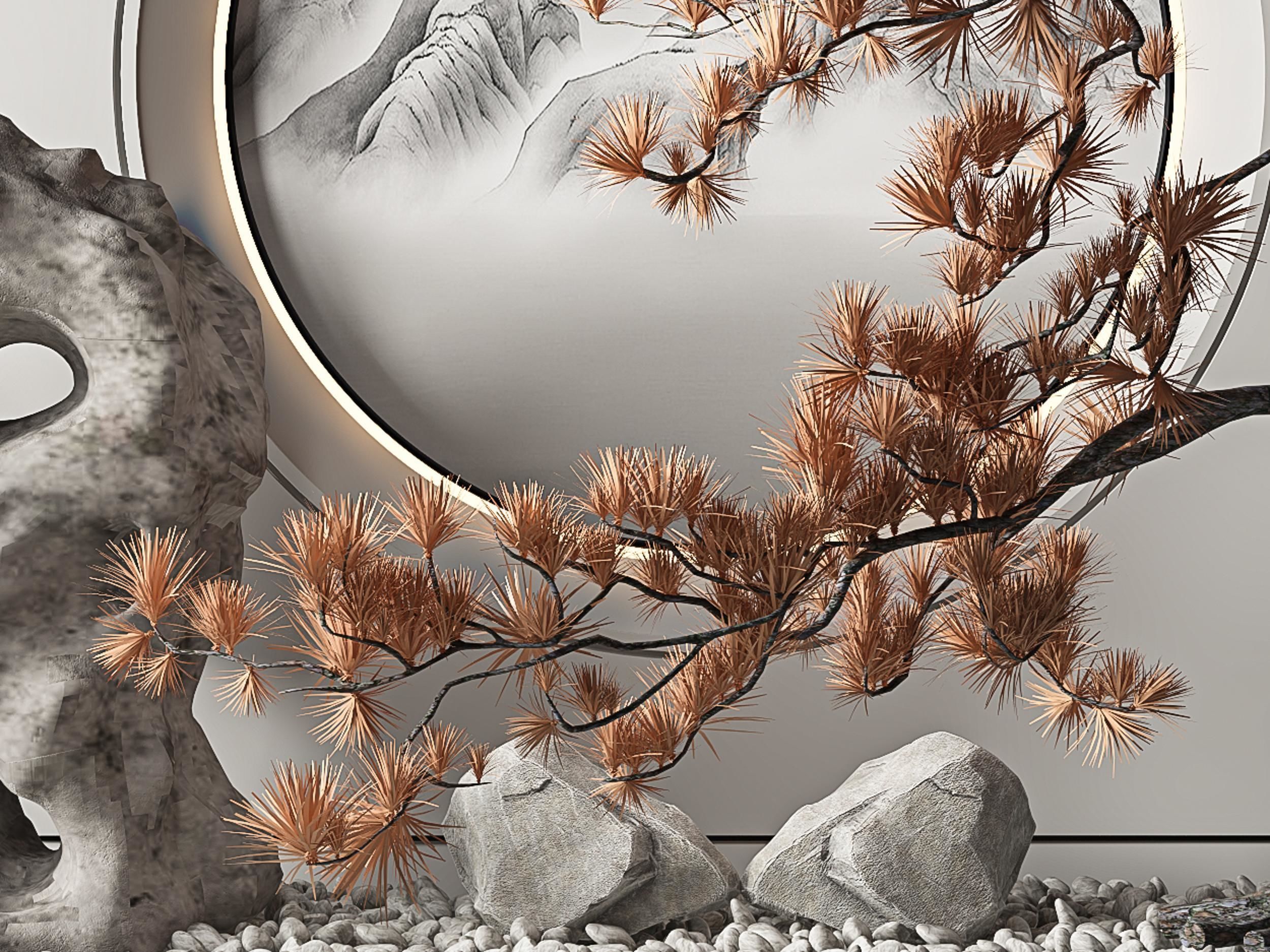 New Chinese Stone Landscape Pine Texture_1