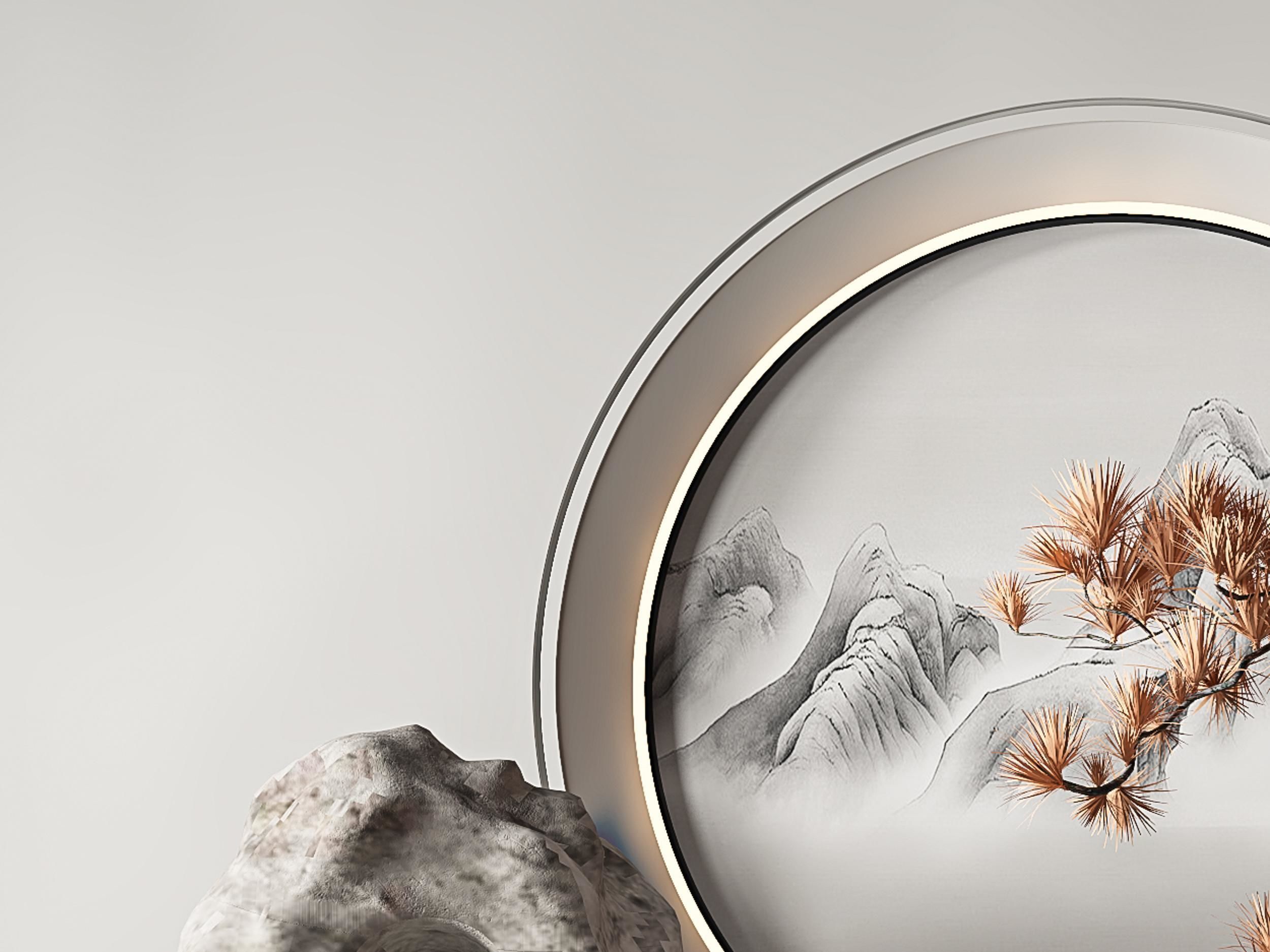 New Chinese Stone Landscape Pine Texture_3