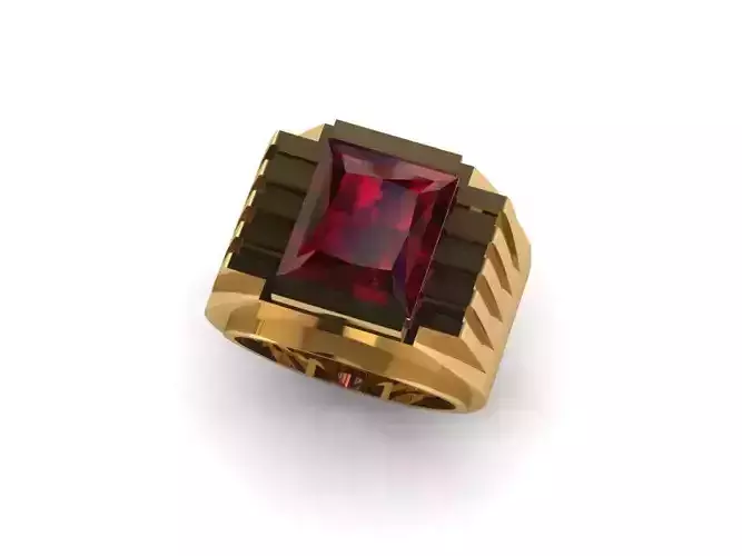 RECTANGLE RED STONE RING  