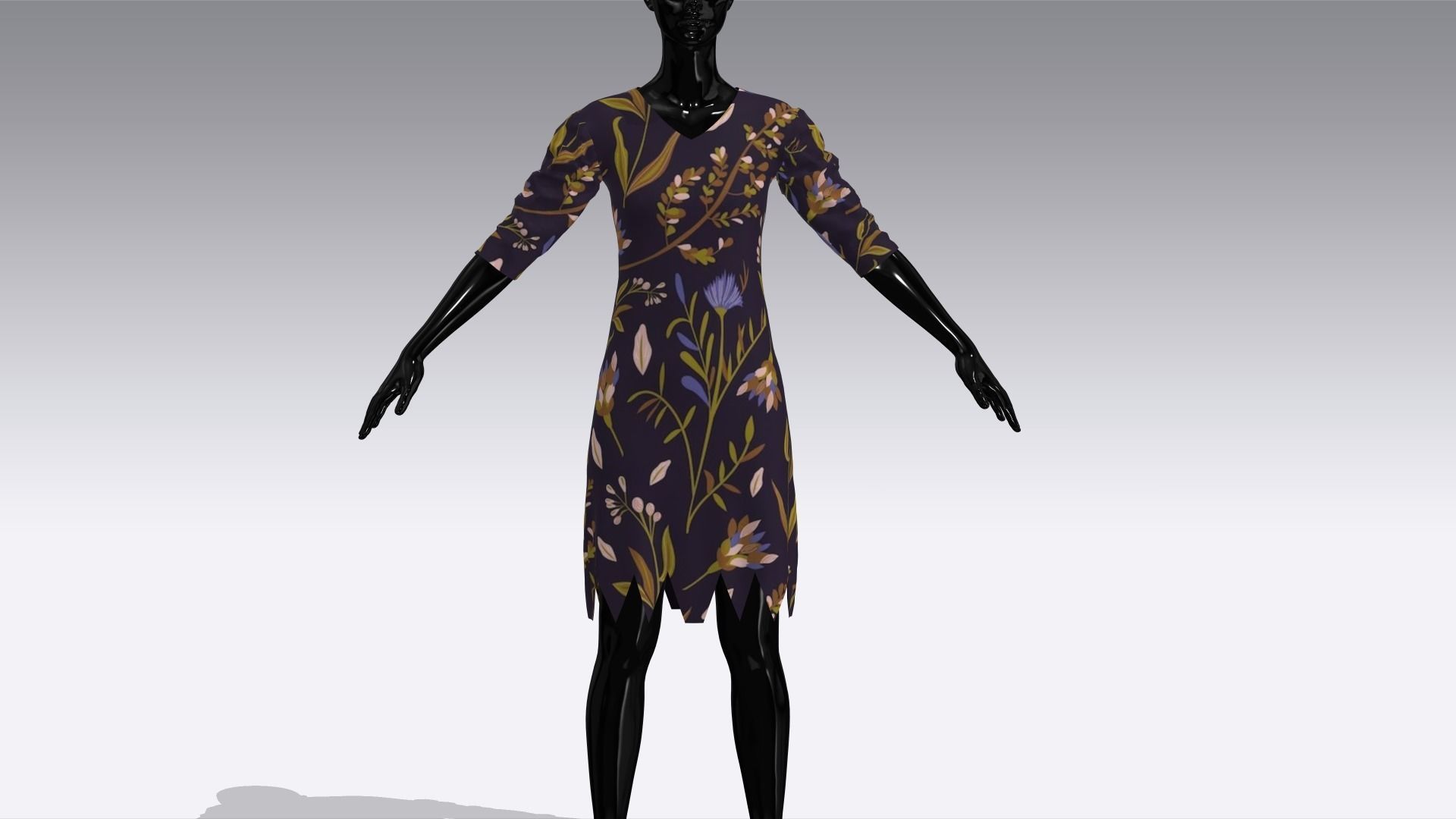 Female Cloth Dress Low-poly 3D model_2