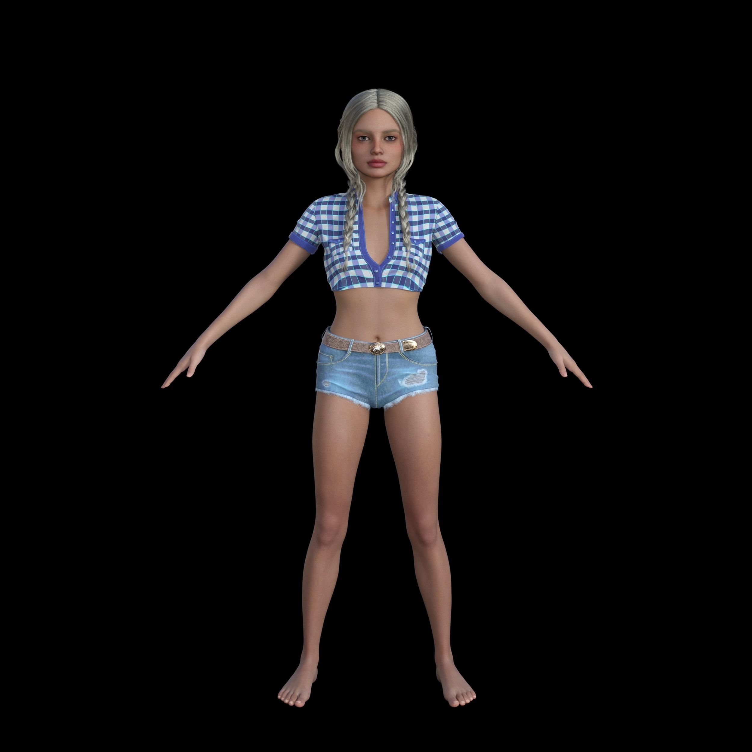 Cowgirl Country American Teenager 3D model_3