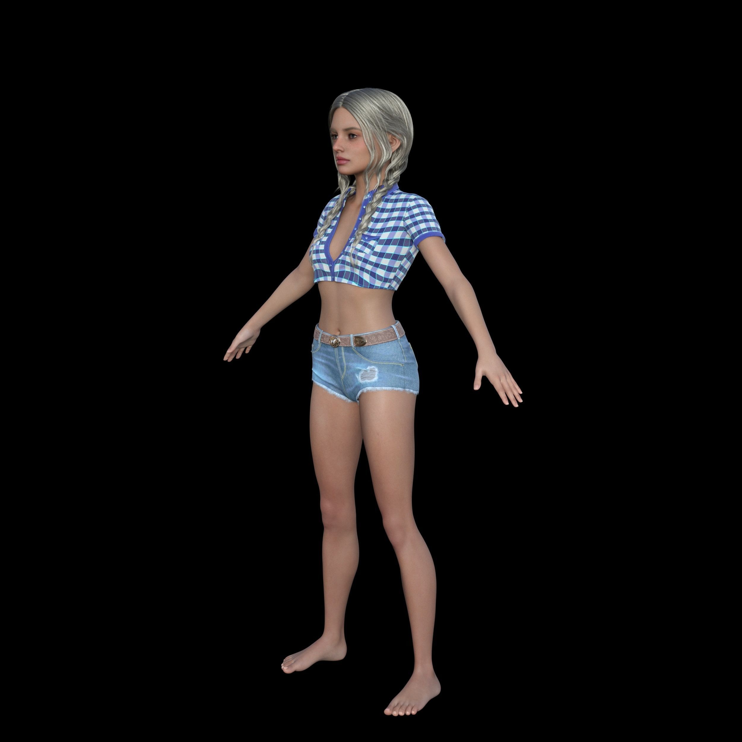 Cowgirl Country American Teenager 3D model_4