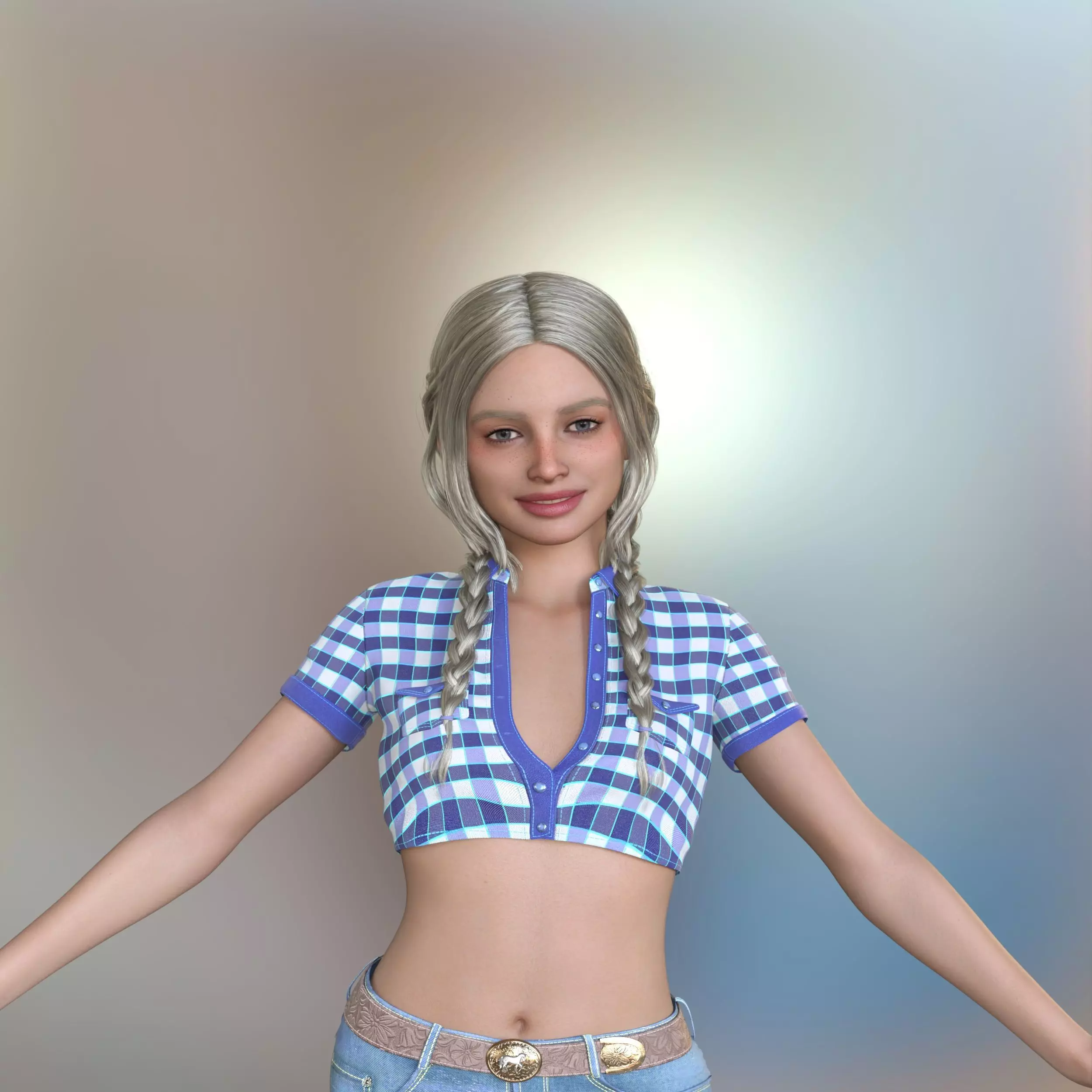 Cowgirl Country American Teenager 3D model_0