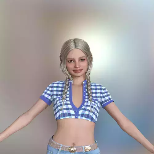 Cowgirl Country American Teenager 3D model