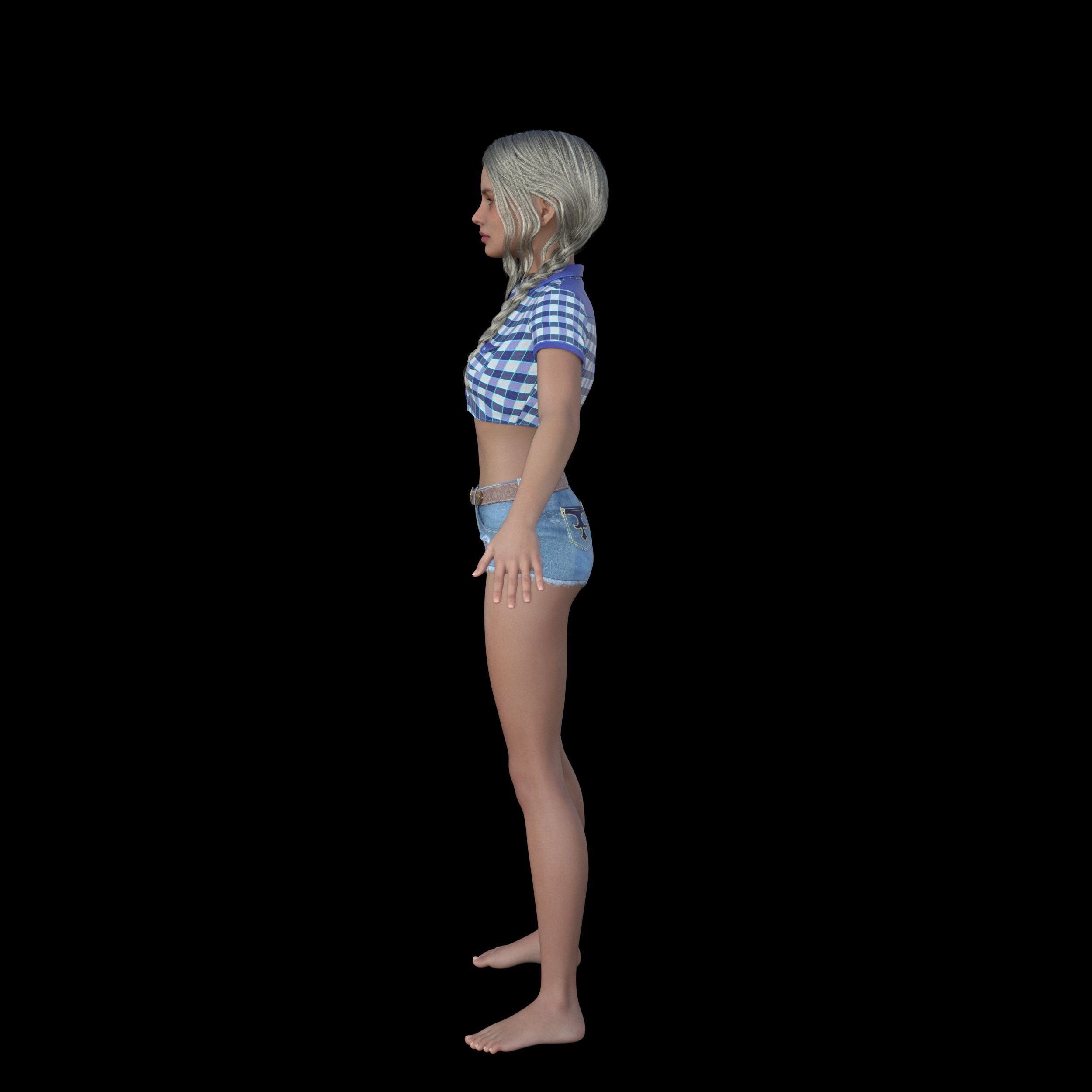 Cowgirl Country American Teenager 3D model_5