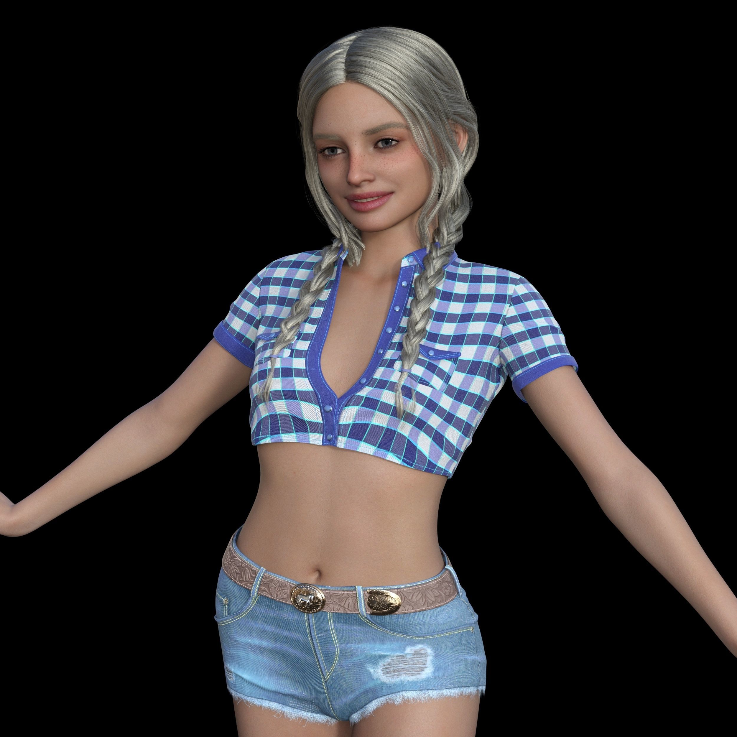 Cowgirl Country American Teenager 3D model_2