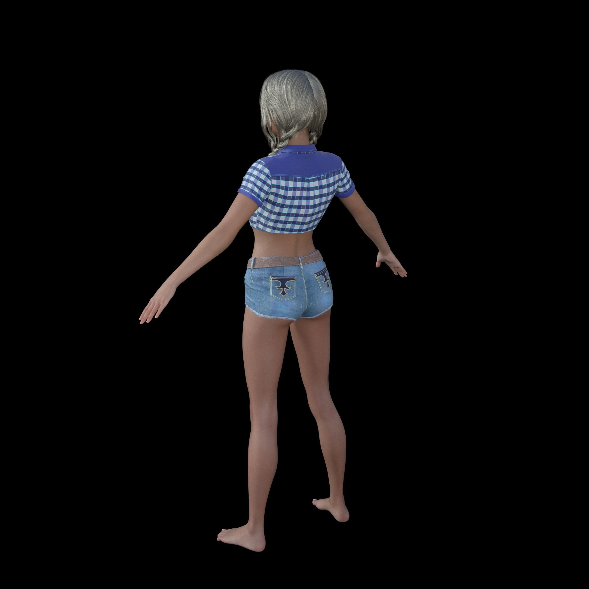 Cowgirl Country American Teenager 3D model_6