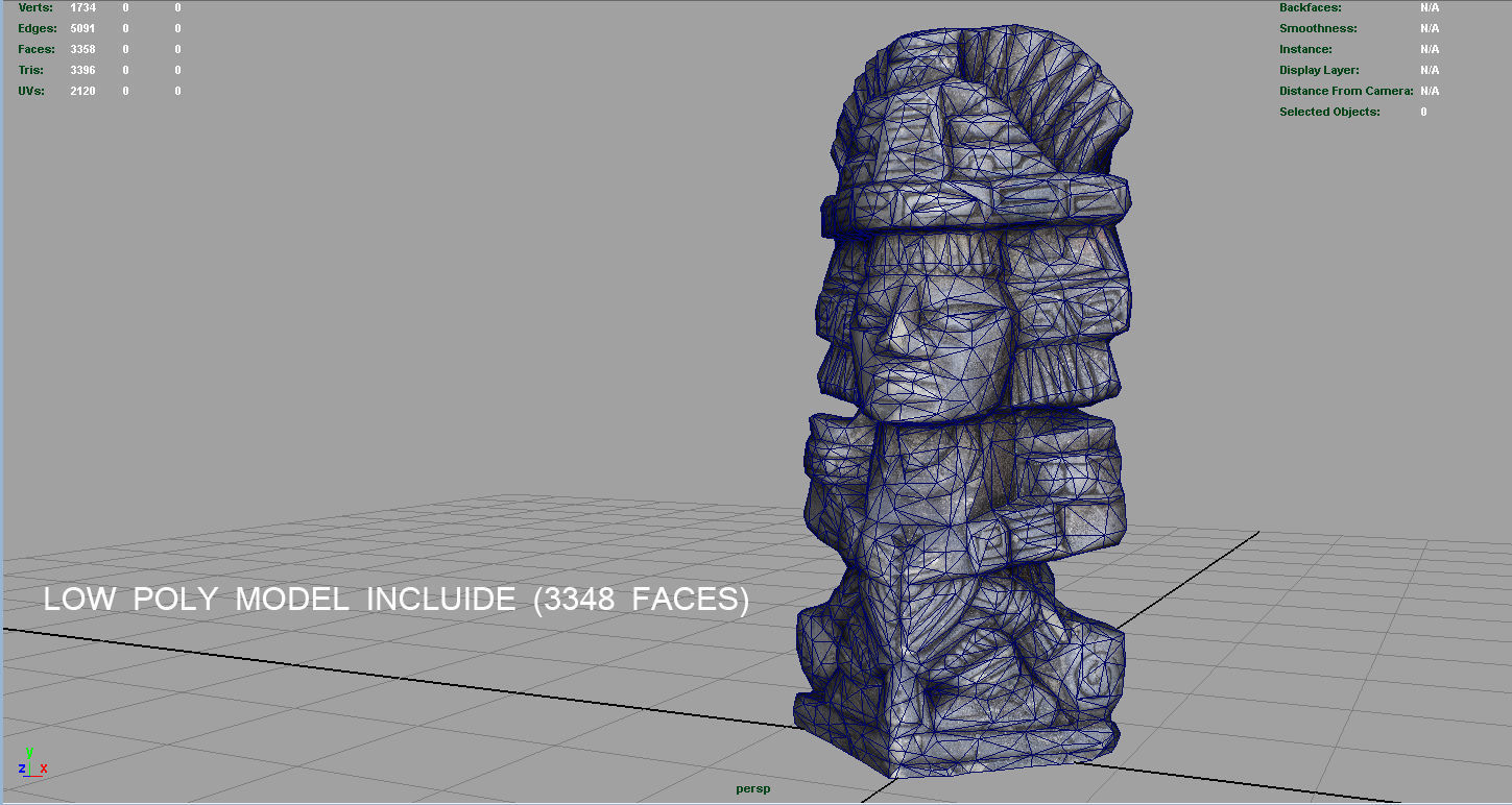 Ancient Maya Figure Low-poly 3D model_10