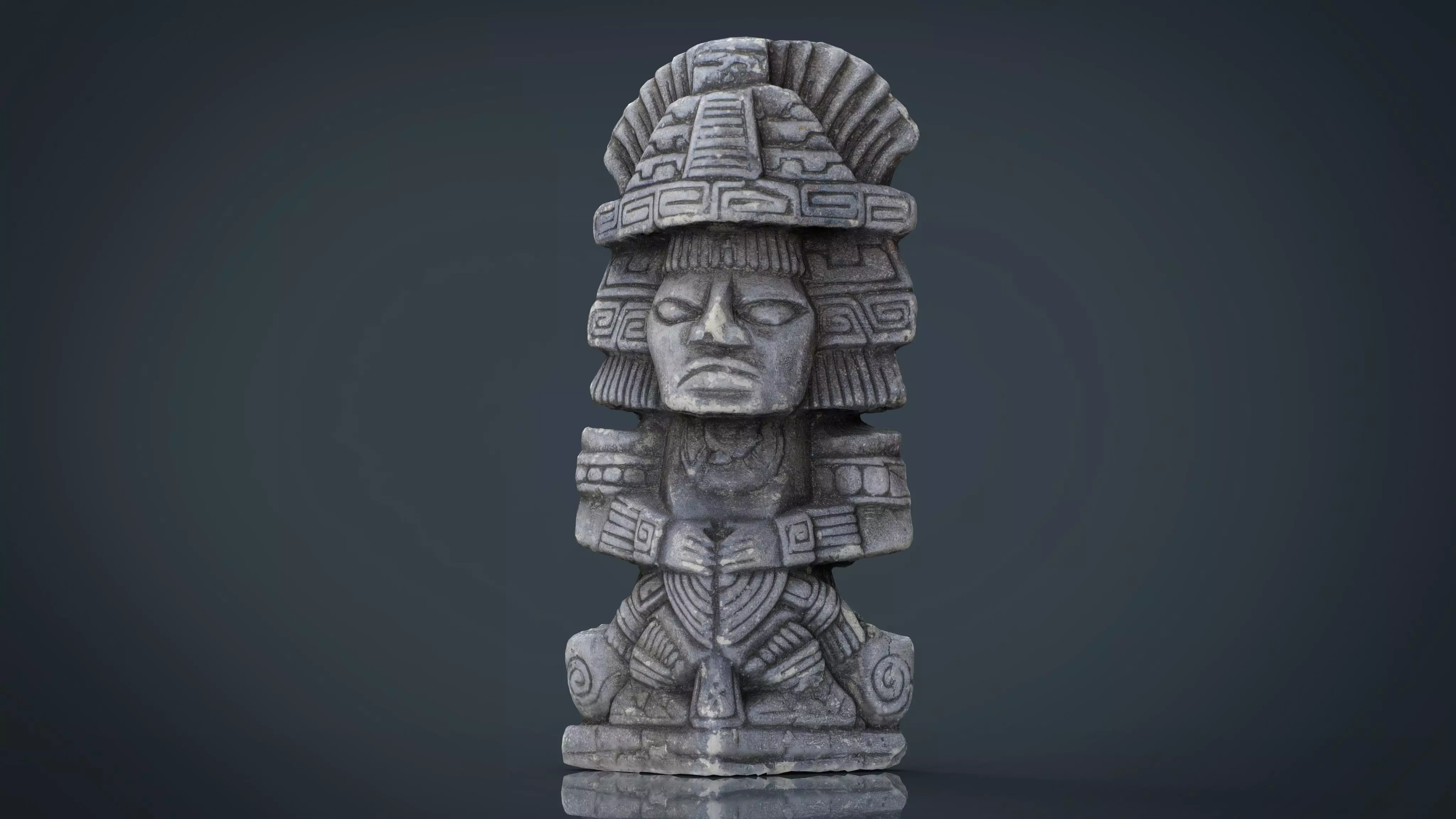 Ancient Maya Figure Low-poly 3D model_0