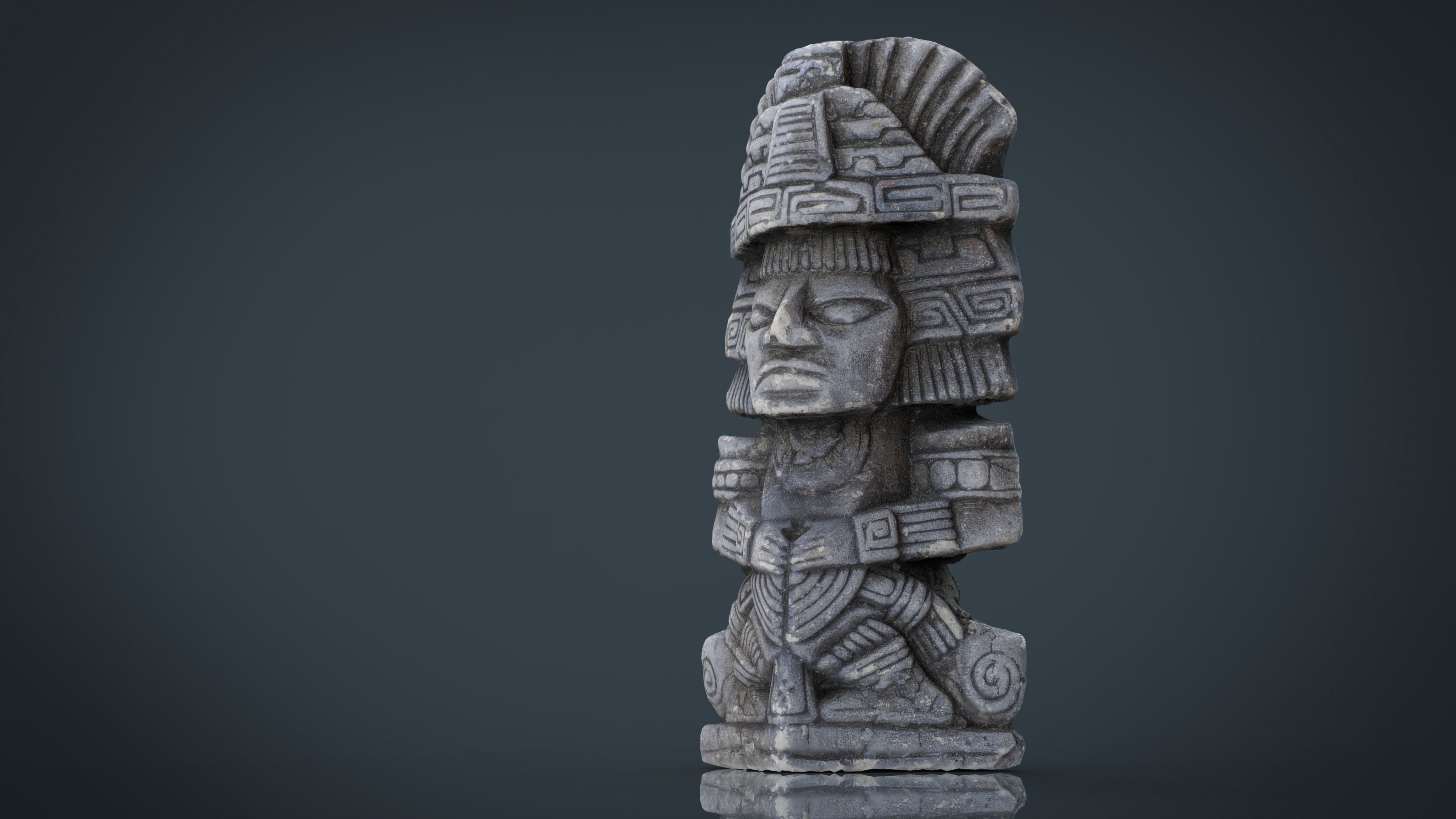 Ancient Maya Figure Low-poly 3D model_3