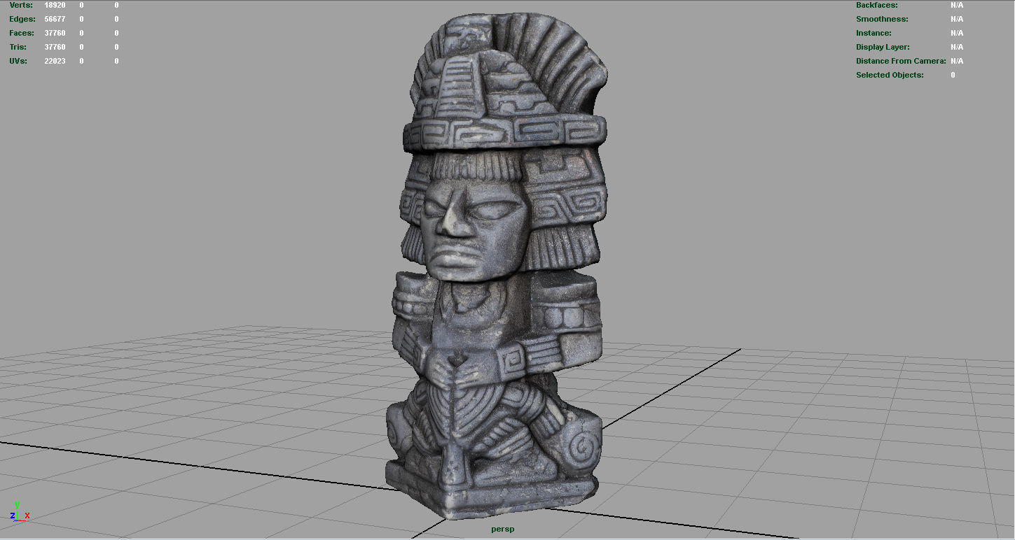 Ancient Maya Figure Low-poly 3D model_5