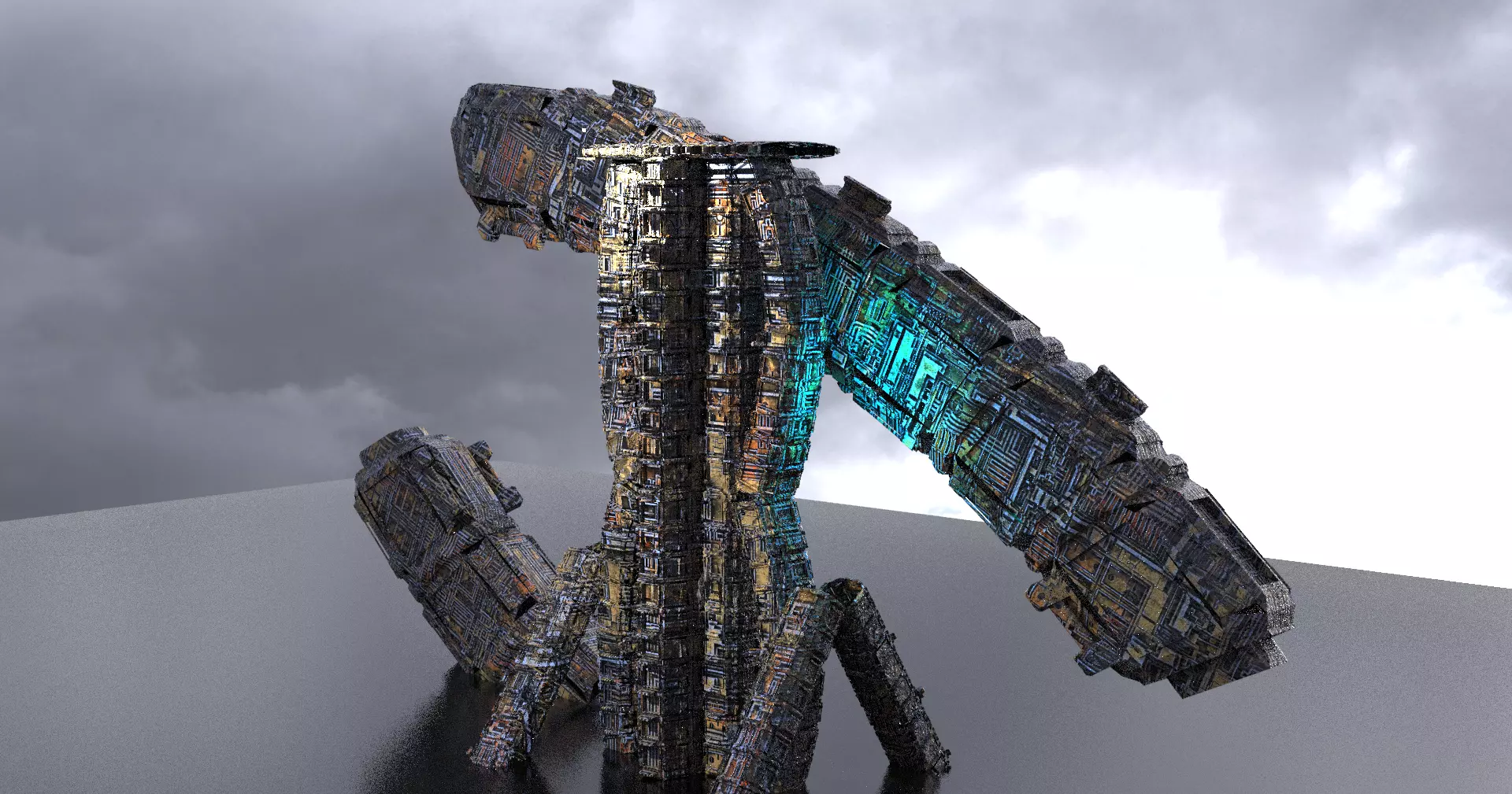 Crashed Engineer ship parts 3D model_0