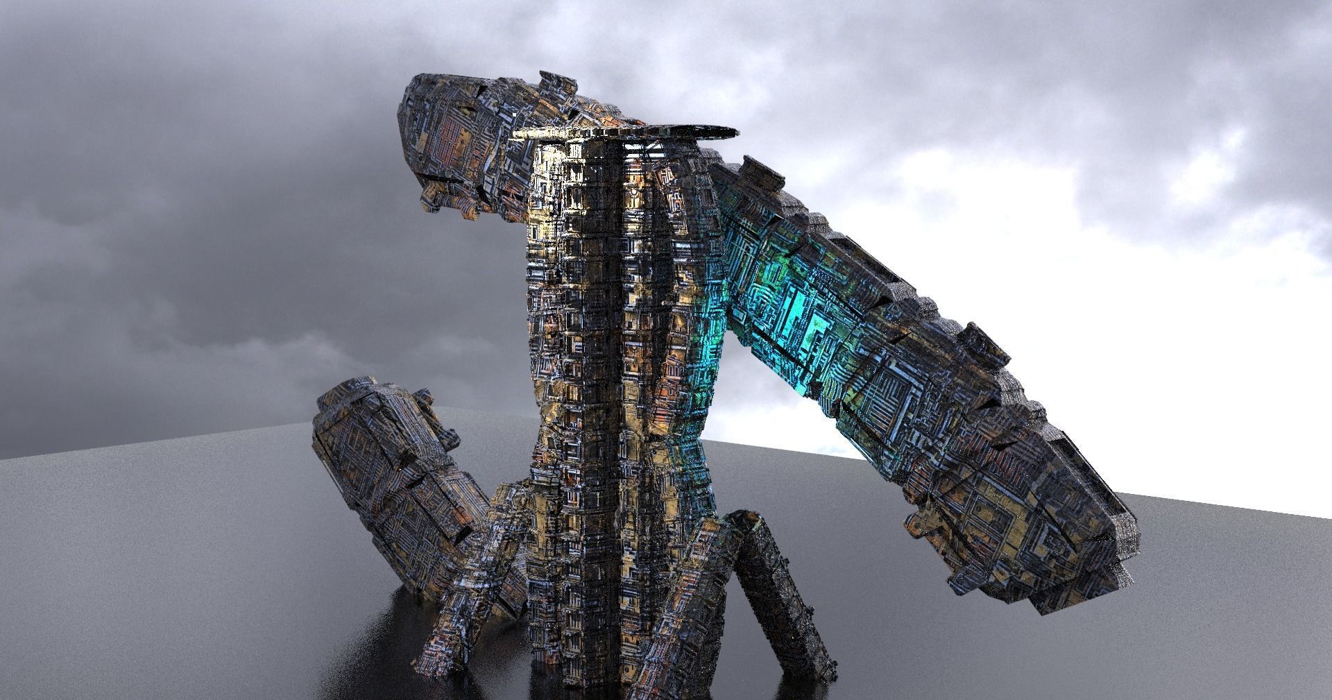 Crashed Engineer ship parts 3D model_1