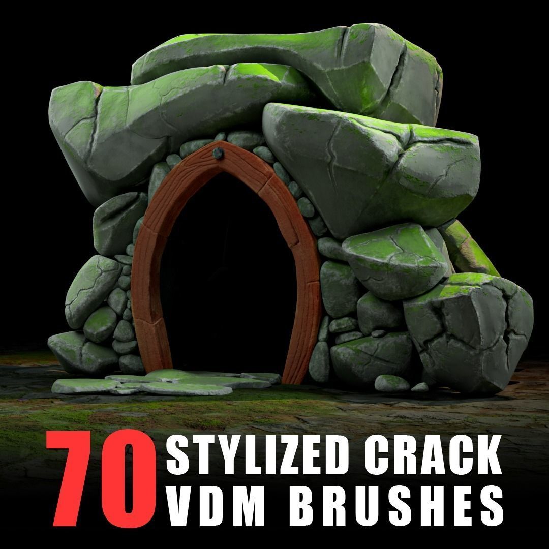 70 Stylized Cracks VDM Brushes 3D model_2
