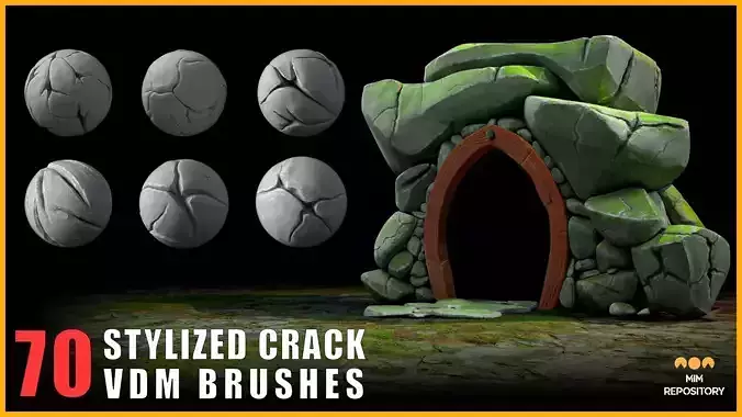 70 Stylized Cracks VDM Brushes 3D model
