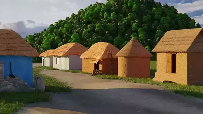 Exterior Landscape Village Scene