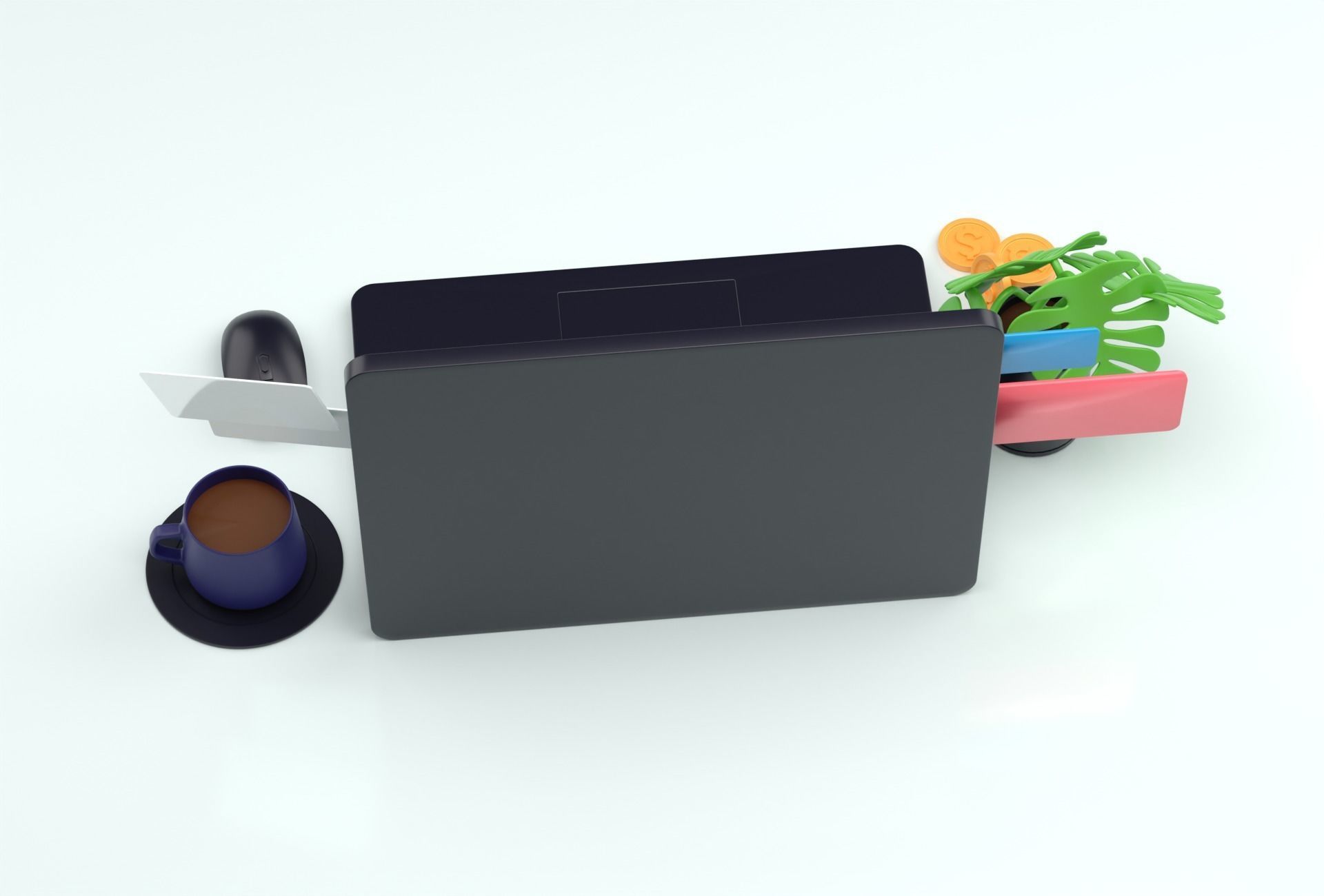 Cartoon Laptop with Business today 3D Illustration Low-poly Low-poly 3D model_8