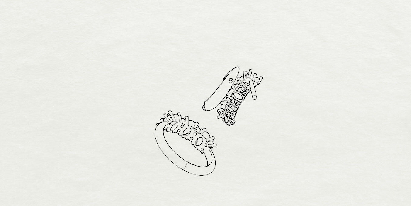 Ring and Earrings 3D print model_21