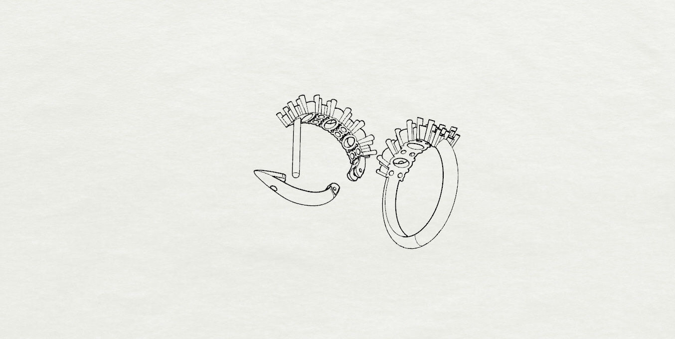 Ring and Earrings 3D print model_23