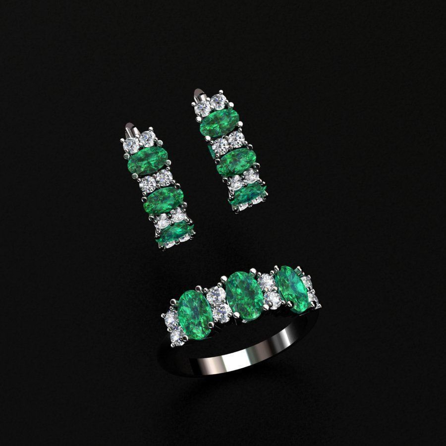 Ring and Earrings 3D print model_1