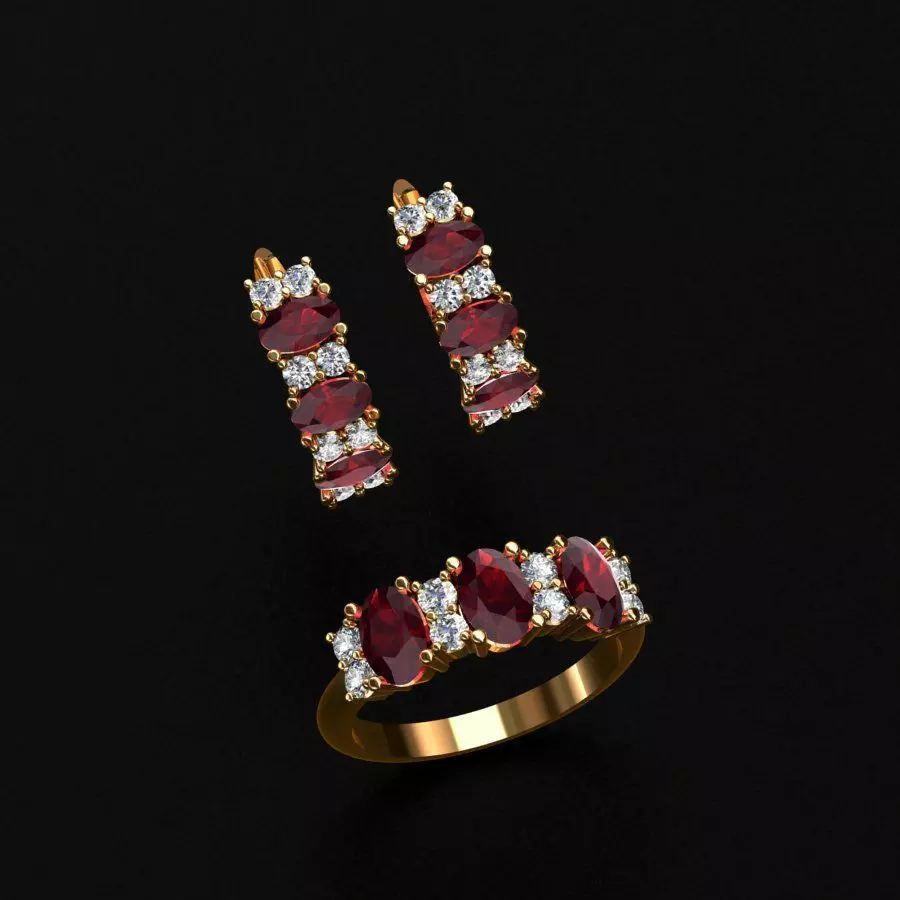 Ring and Earrings 3D print model_0