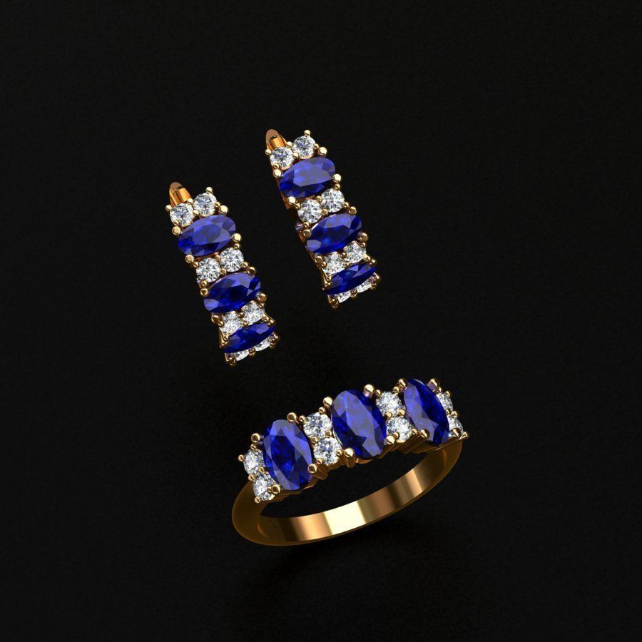 Ring and Earrings 3D print model_2