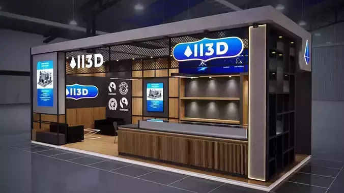 Exhibition Stand Stall  10X4 2 SIDE OPEN 3D model