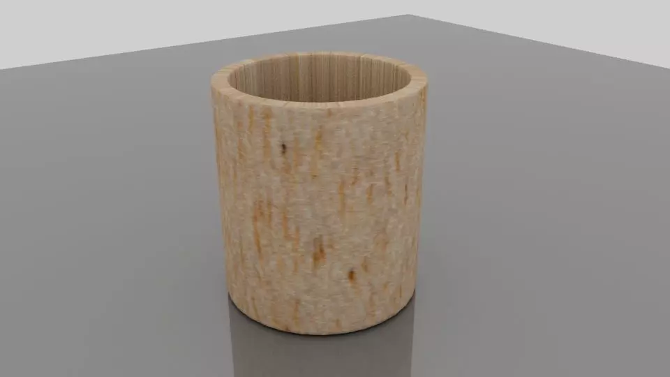 Simple Wooden Glass Free low-poly 3D model_0