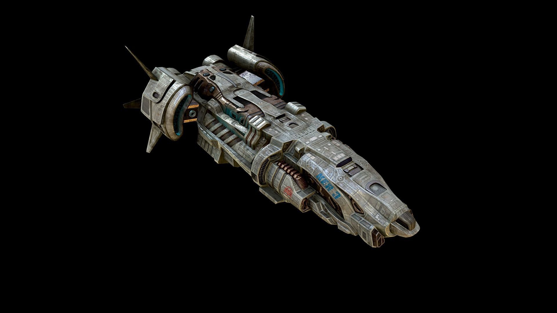 Spaceship 3D model  Low-poly 3D model_5
