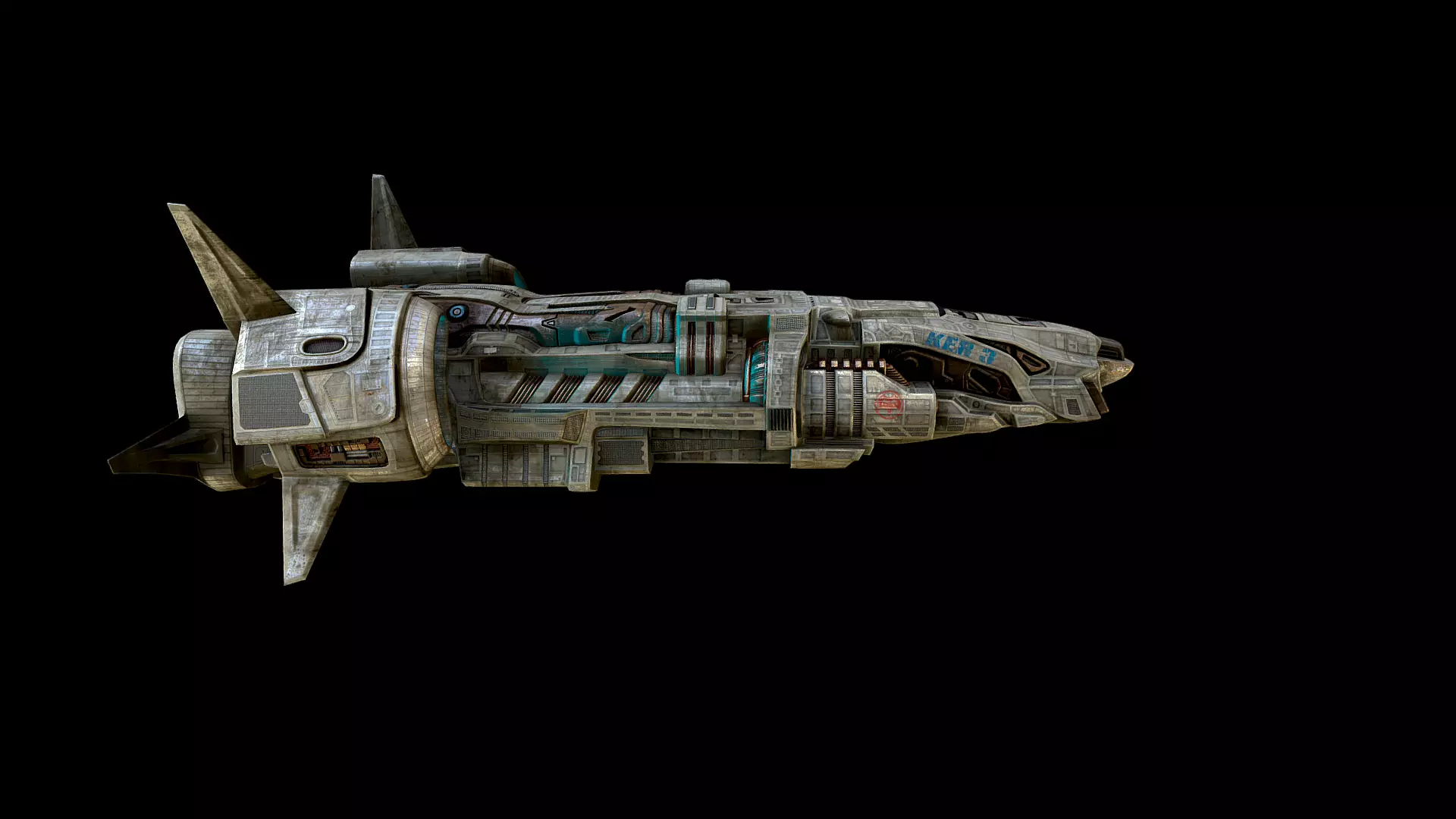 Spaceship 3D model  Low-poly 3D model_0