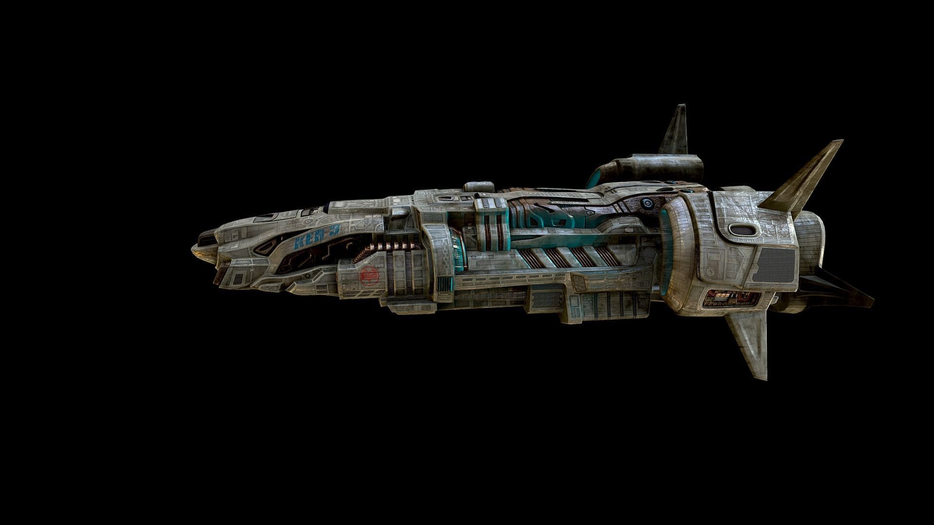 Spaceship 3D model  Low-poly 3D model_2