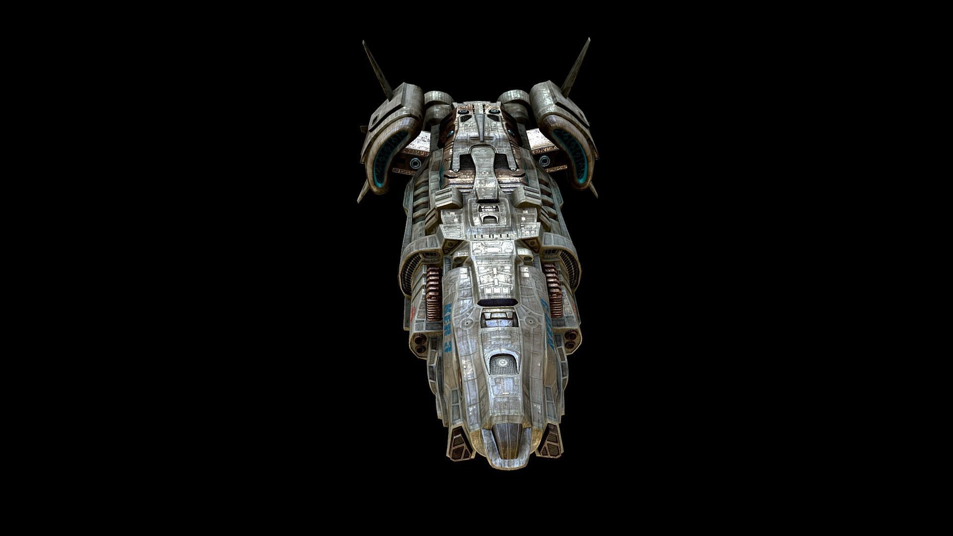 Spaceship 3D model  Low-poly 3D model_3