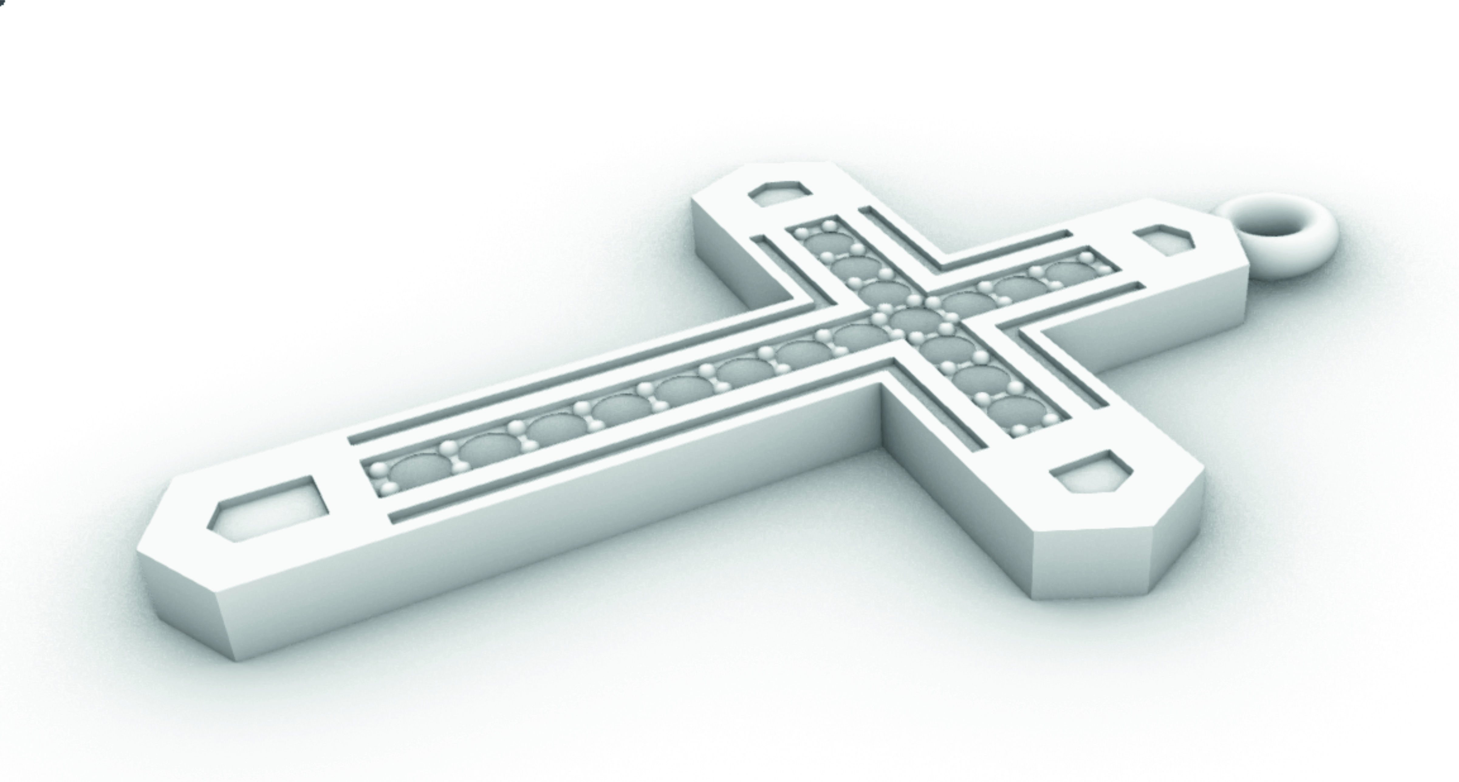 Cross with gems 2mm 3D print model_1