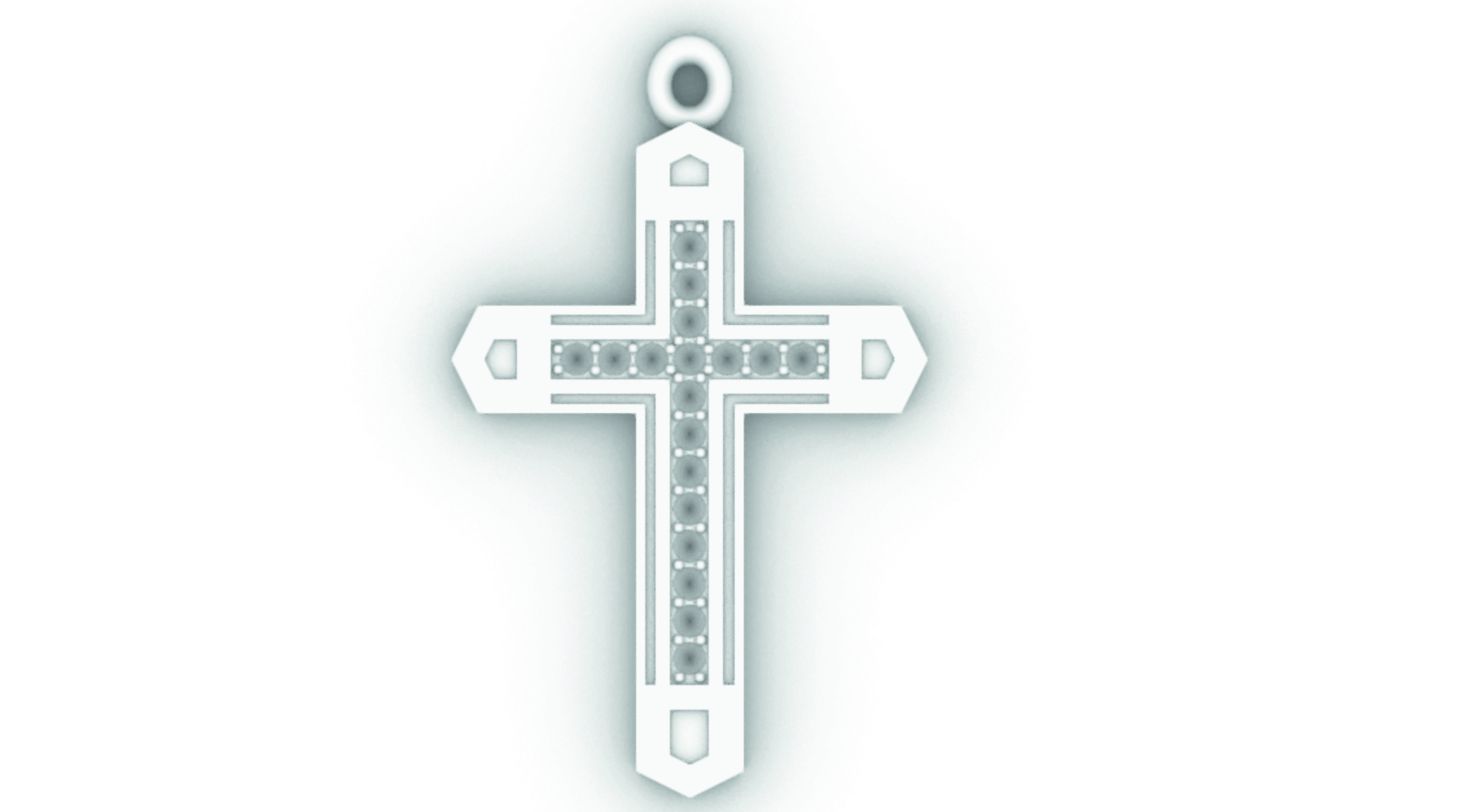Cross with gems 2mm 3D print model_2