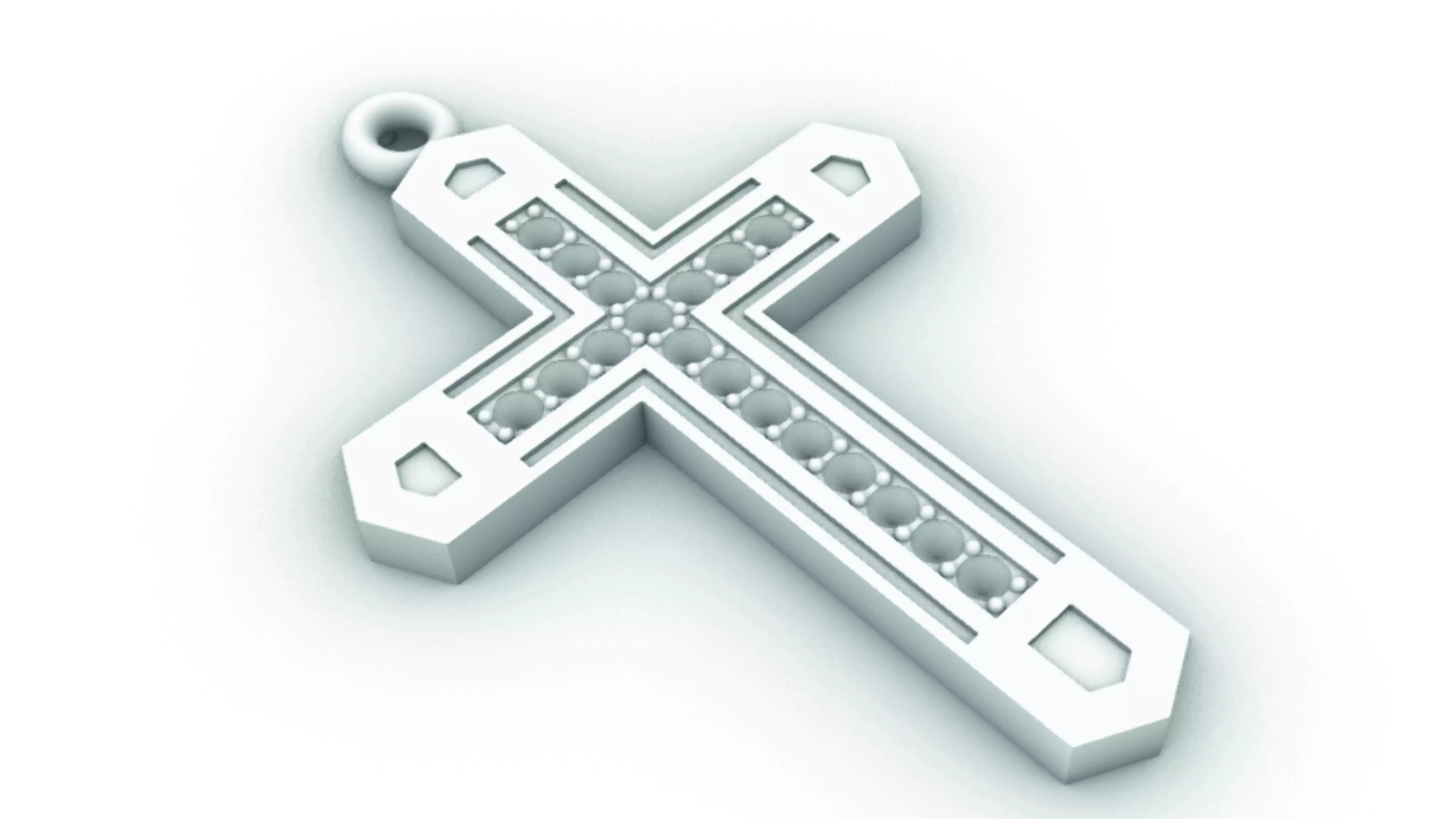 Cross with gems 2mm 3D print model_0