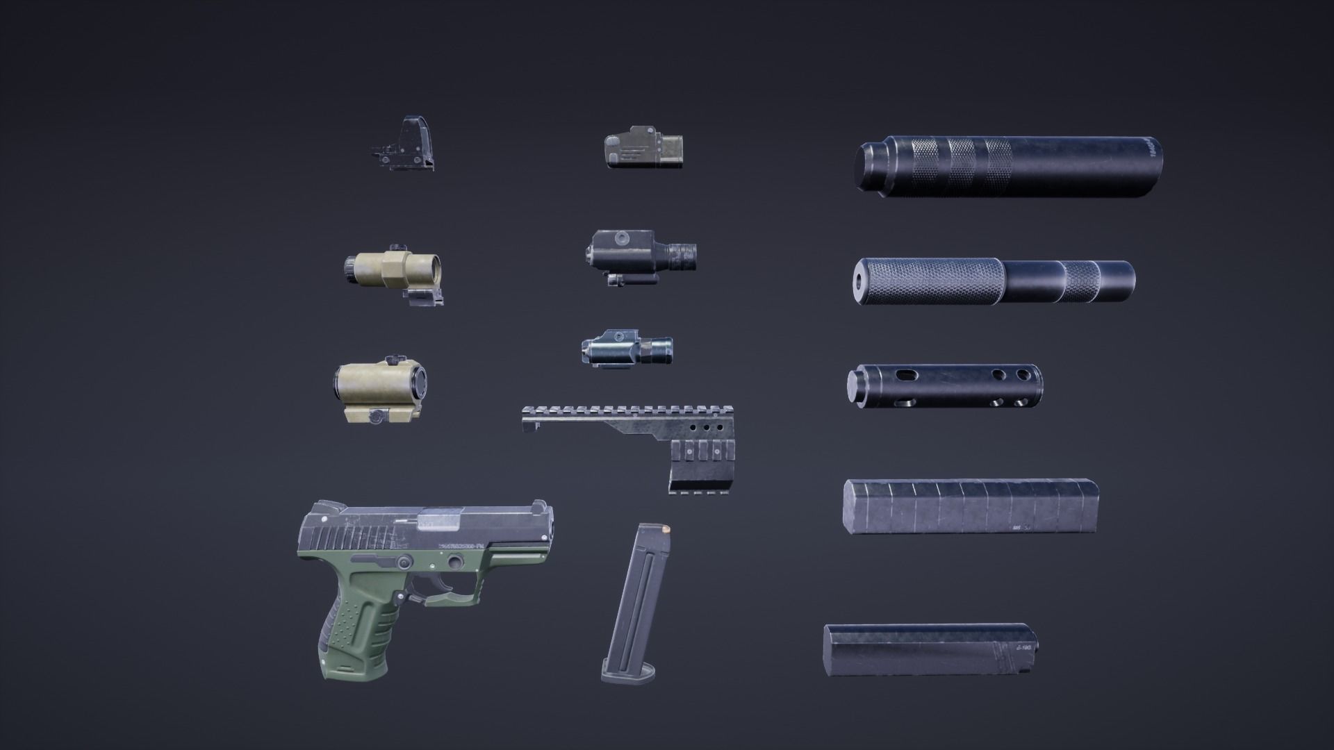 FPS Pistol Tactical Shield Animations Low-poly 3D model_12