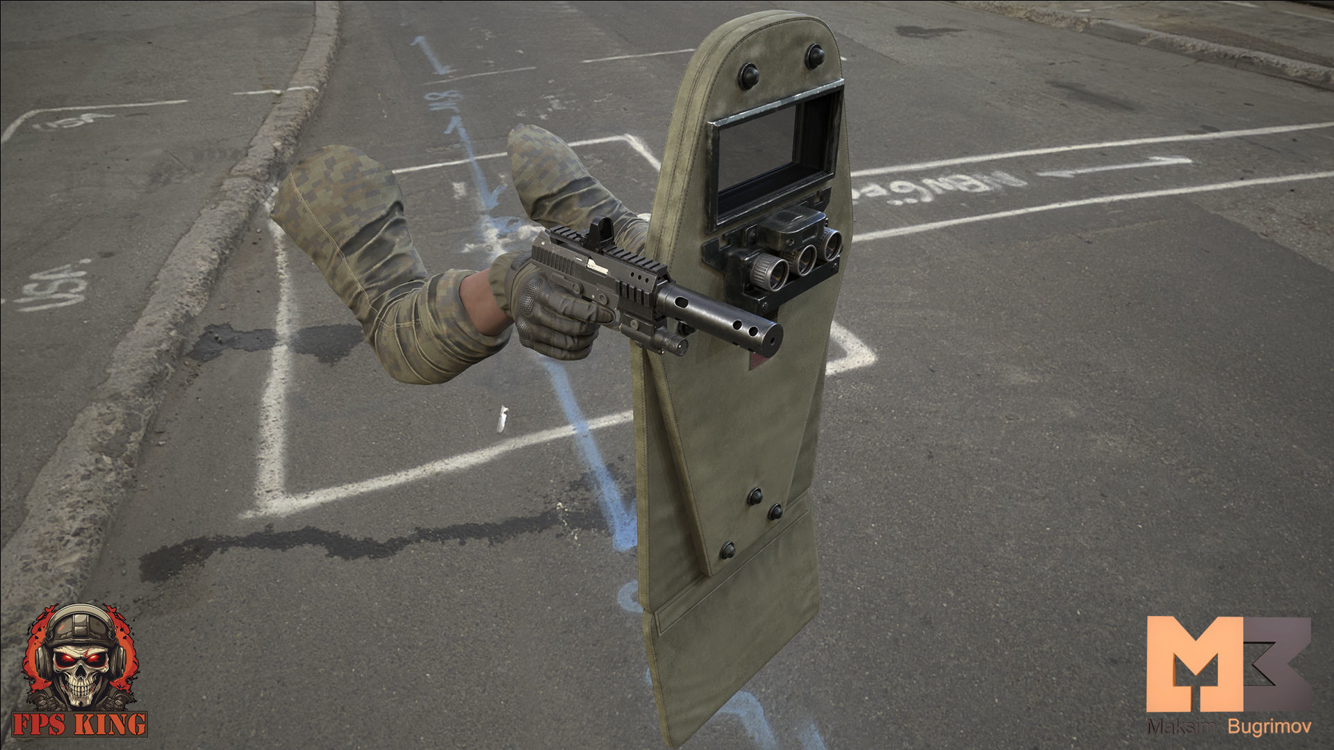 FPS Pistol Tactical Shield Animations Low-poly 3D model_6