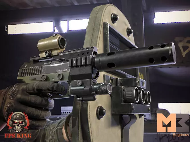 FPS Pistol Tactical Shield Animations Low-poly 3D model_0