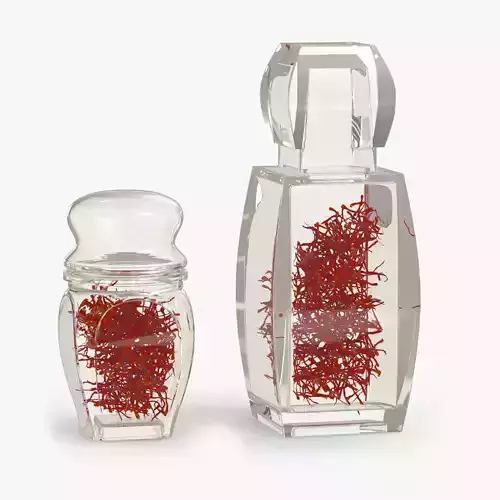 Beautiful Crystal Bottle with saffron Low-poly 3D model