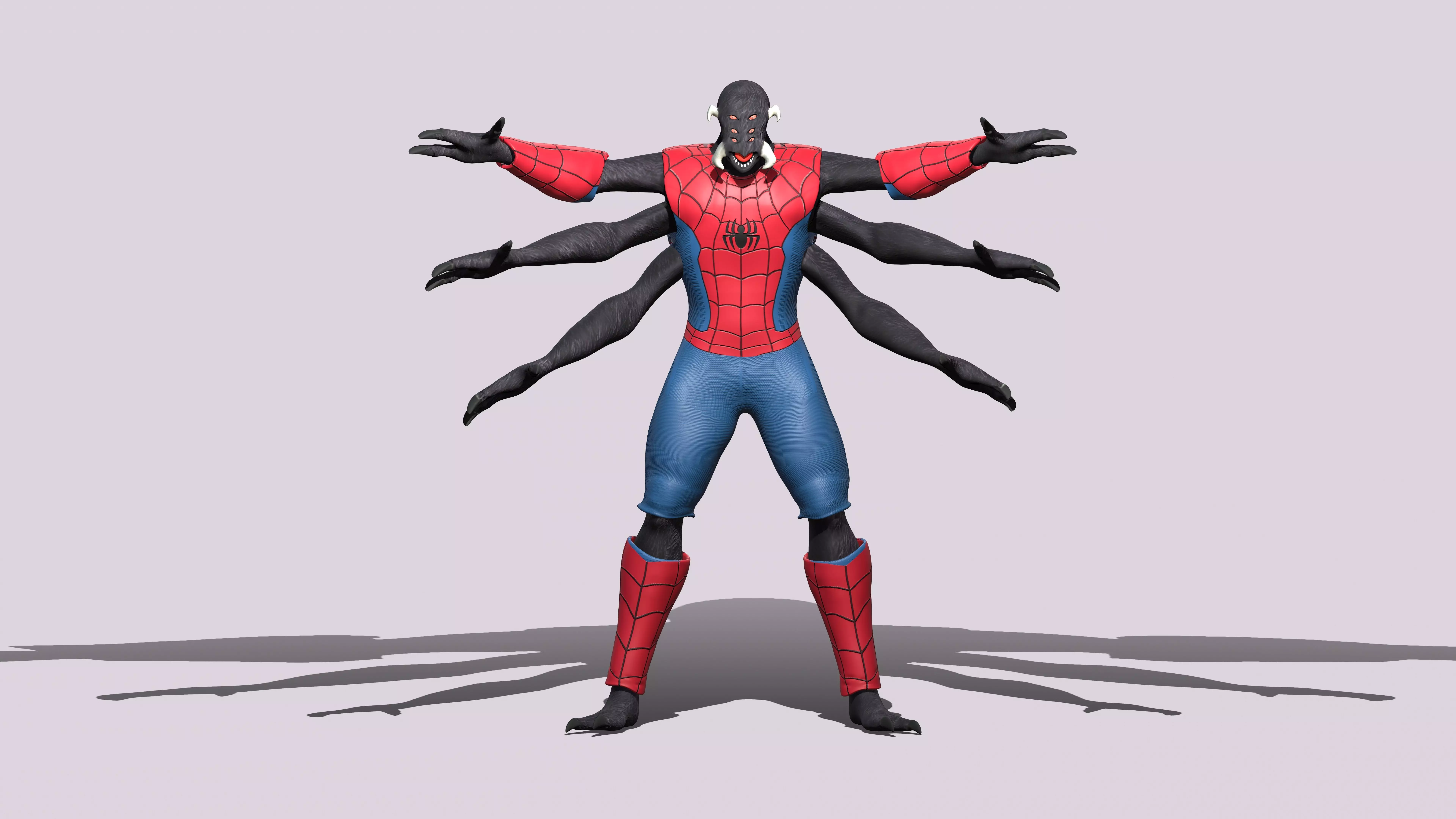 Mutant spider man Low-poly 3D model_0
