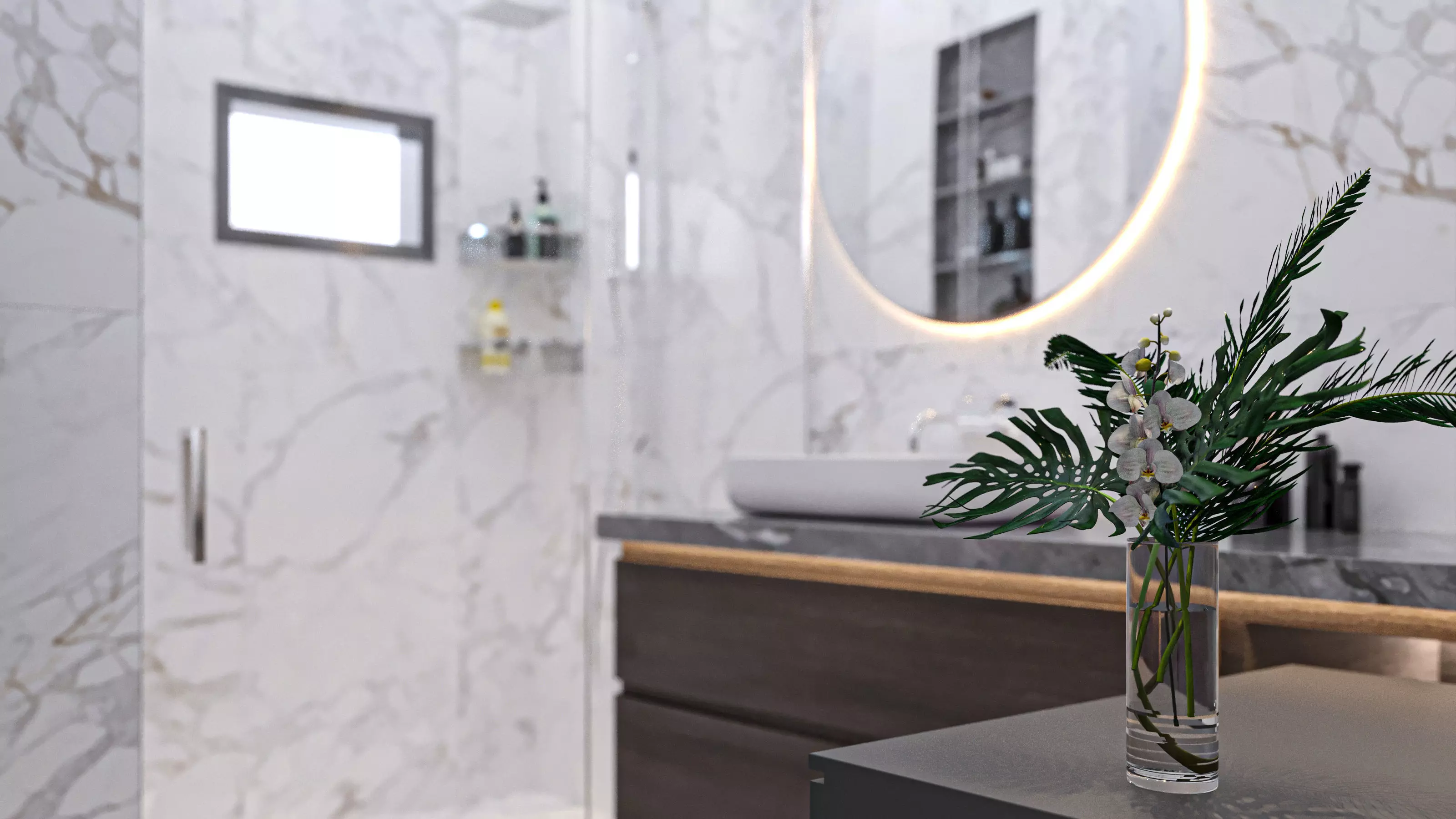 master Bathroom and shower in modern style 3D model low poly Free low-poly 3D model