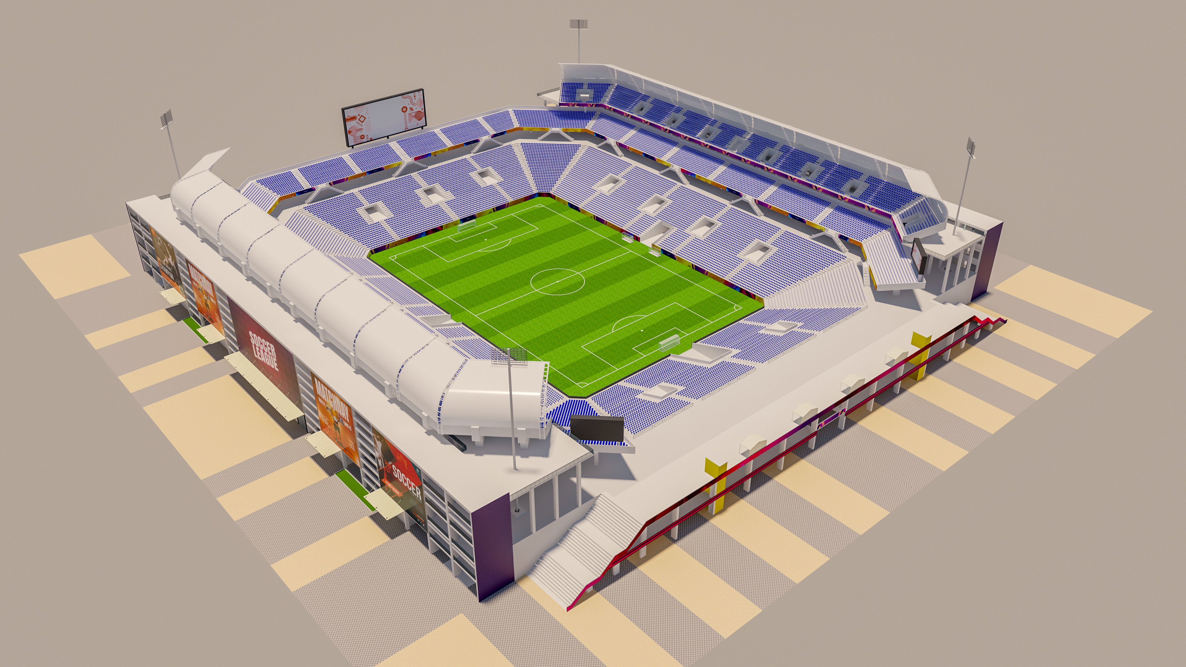 Soccer Stadium 3D model_3