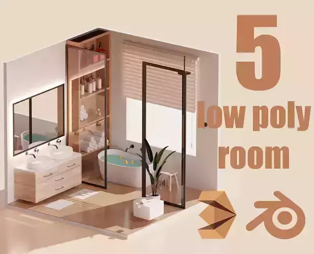 Lowpoly Interior Room 3D Model Pack 