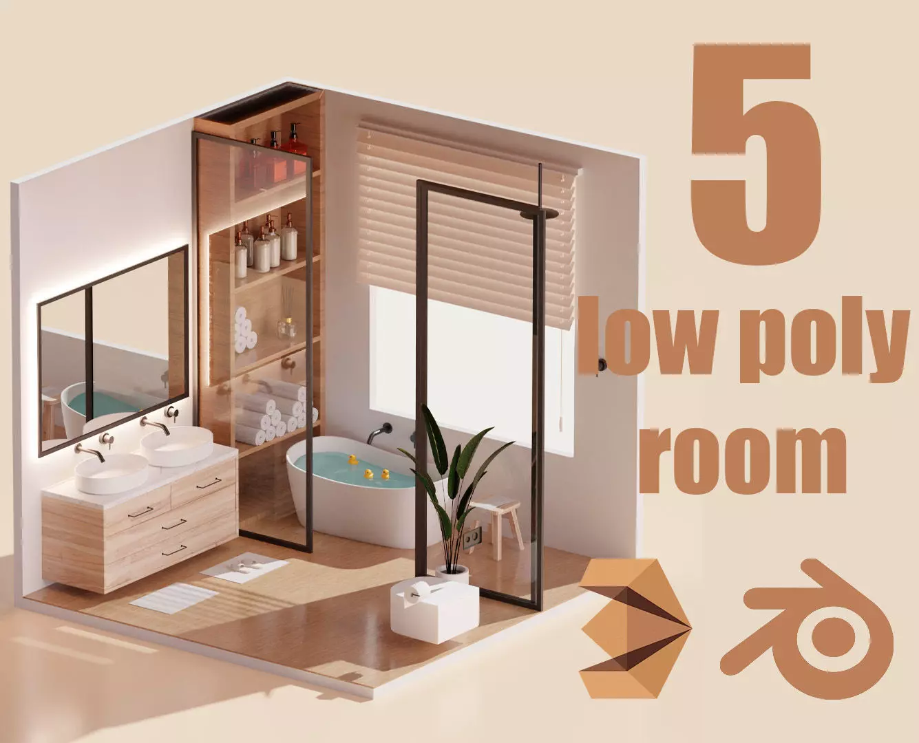 Lowpoly Interior Room 3D Model Pack Low-poly 3D model